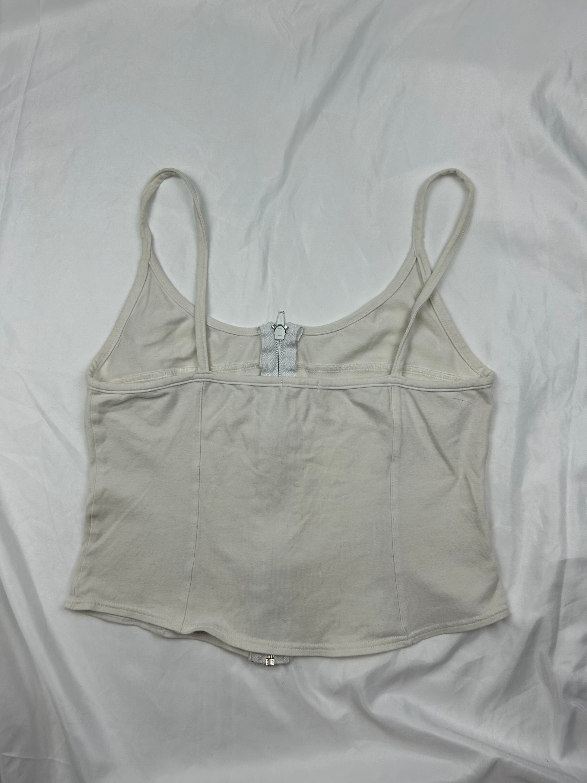 White zip up bustier cami top (M)