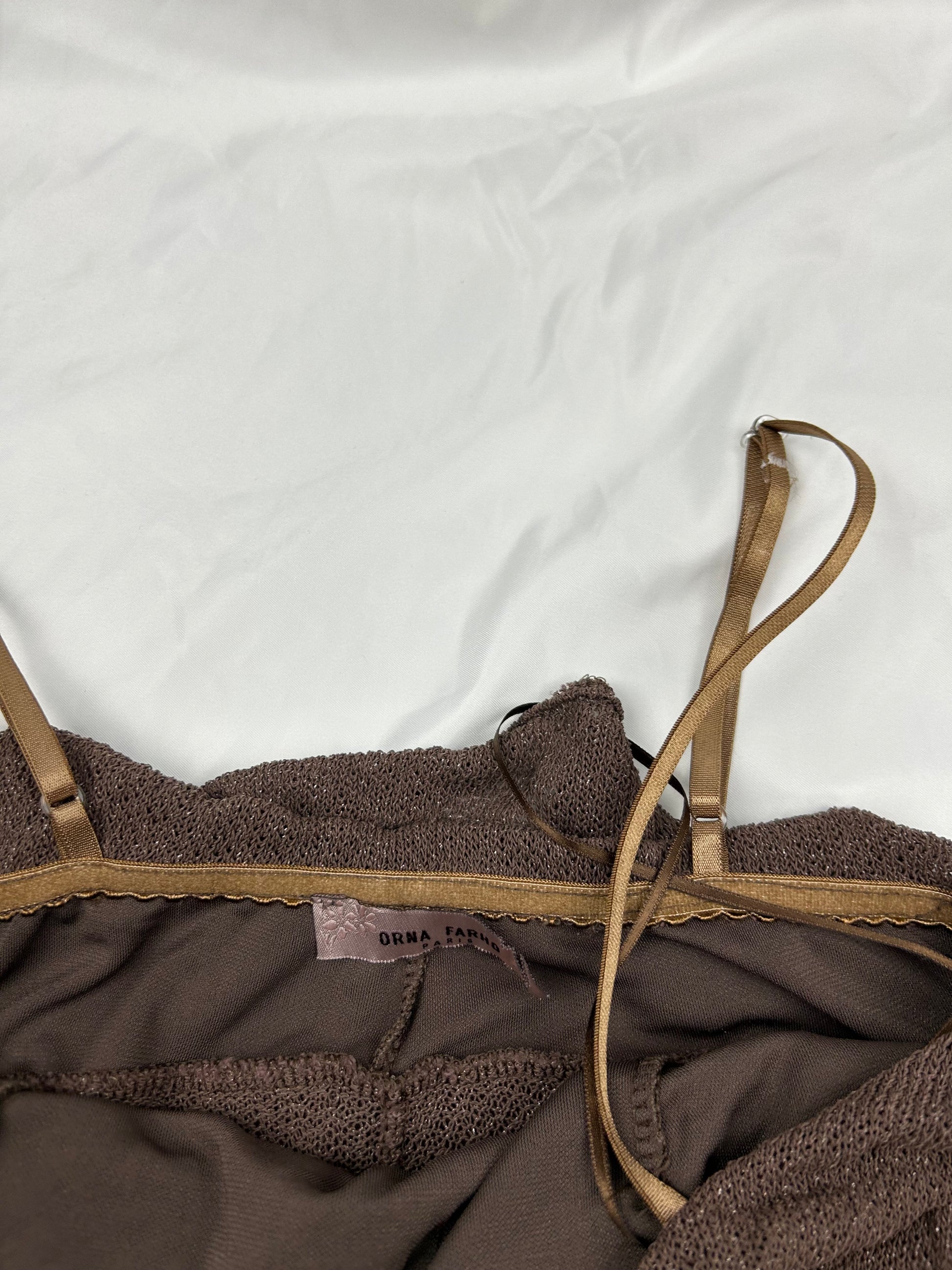 Brown asymmetric cami top (S/M)