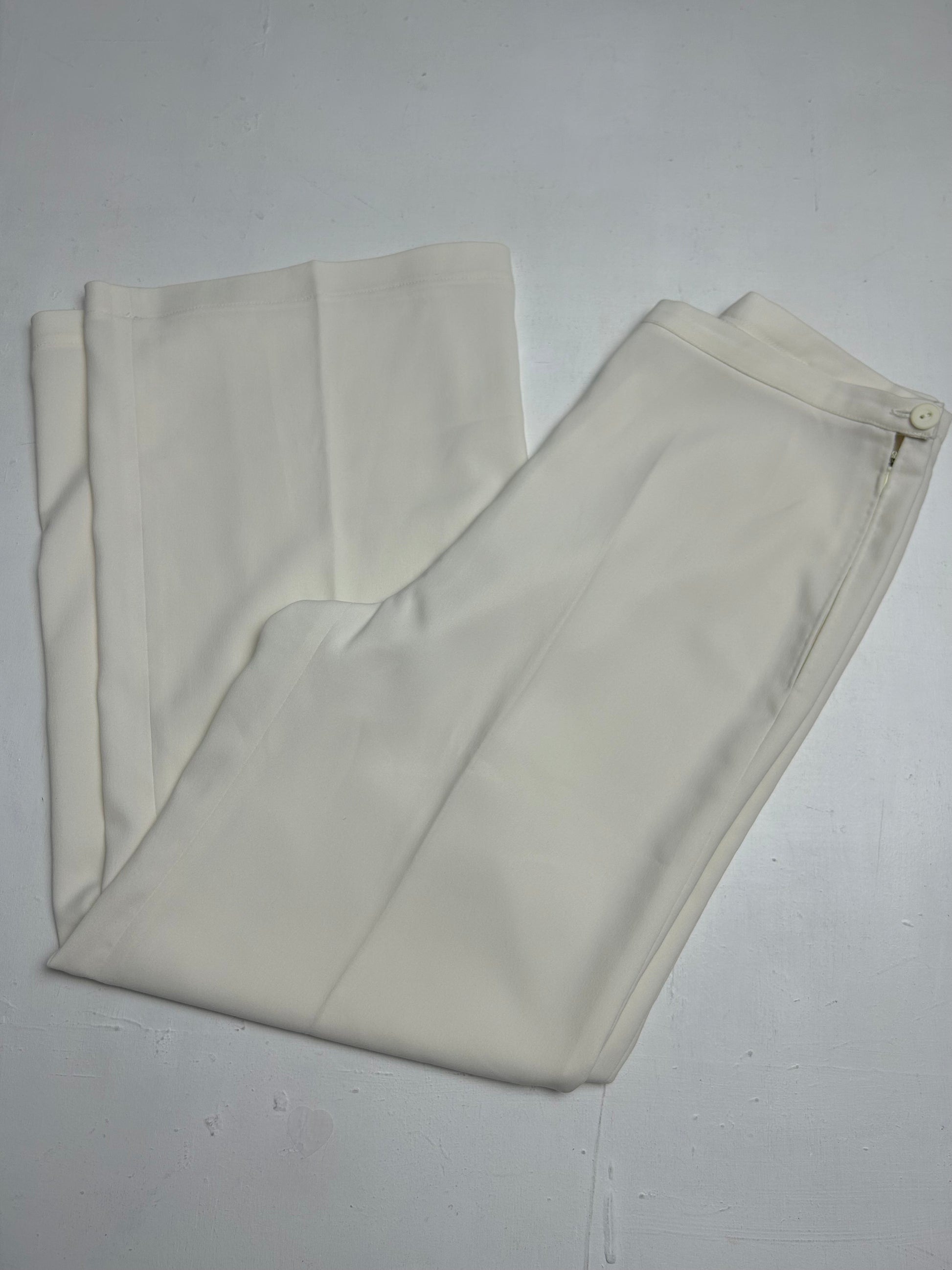 White mid waist flare bootcut office pants (S)