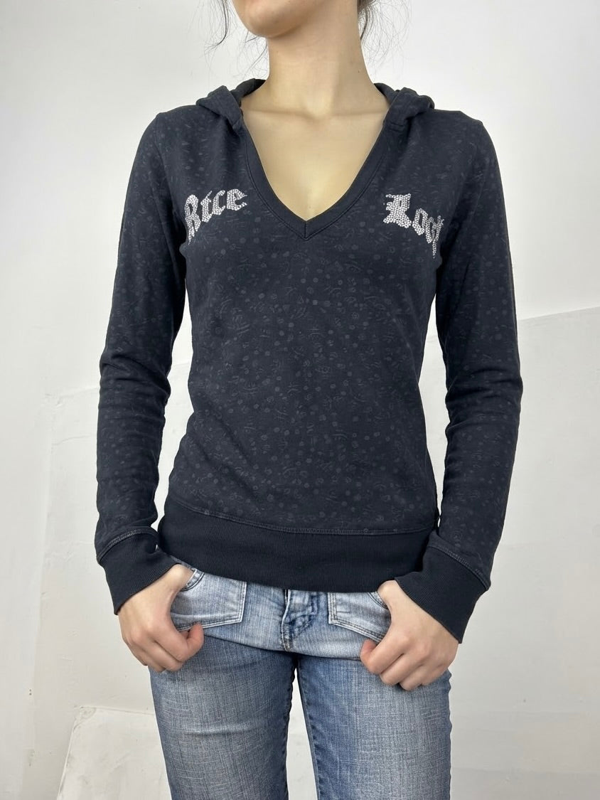 Black sequins logo hoodie (M)