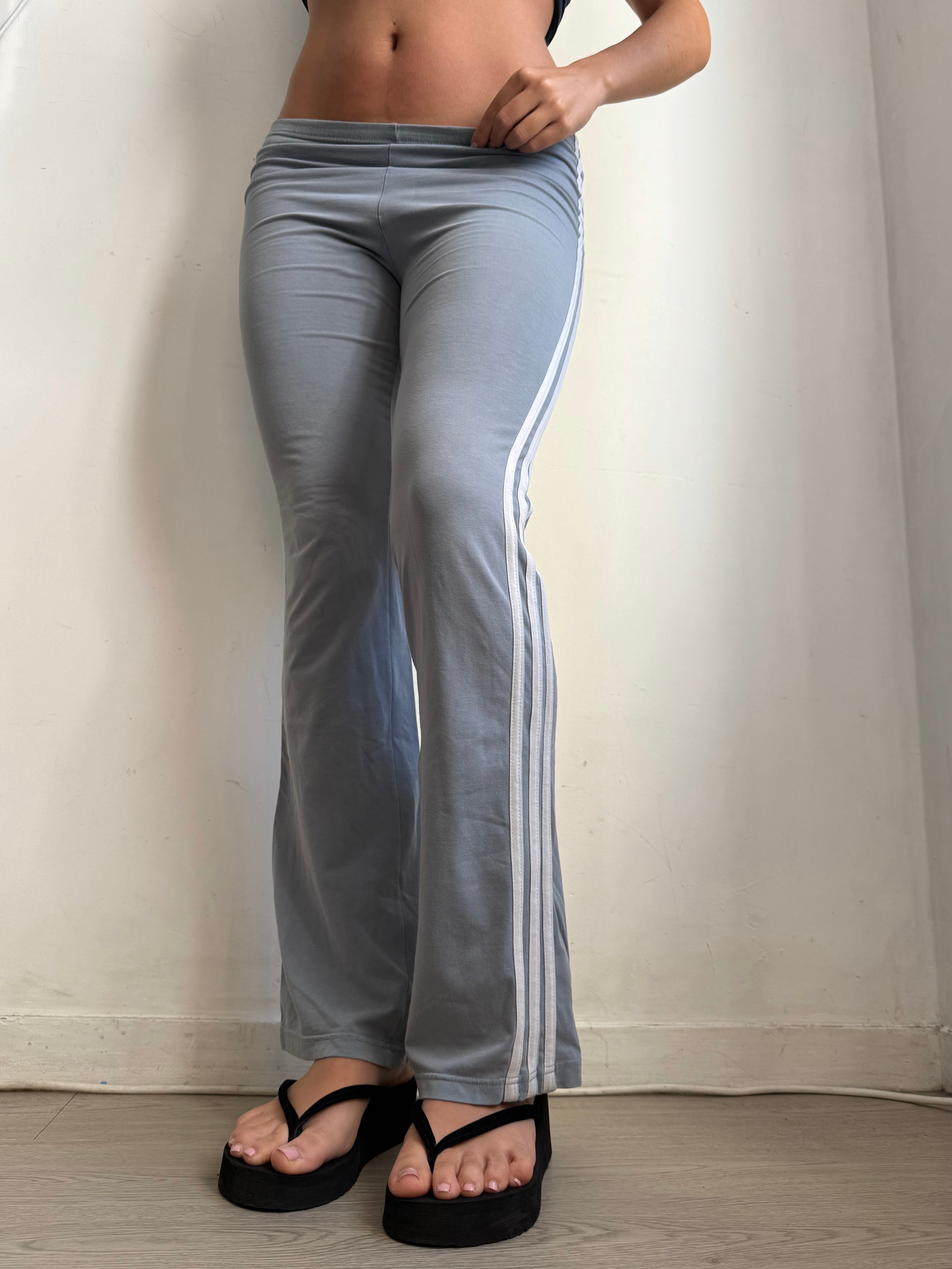 Blue low rise flare pants (S)