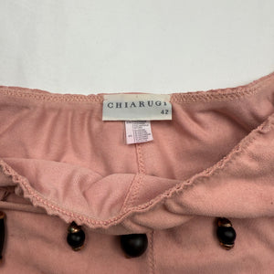 Pink suede low rise pearls mini short (S)