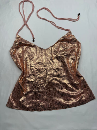 Baby pink shinning halter top (S/M)
