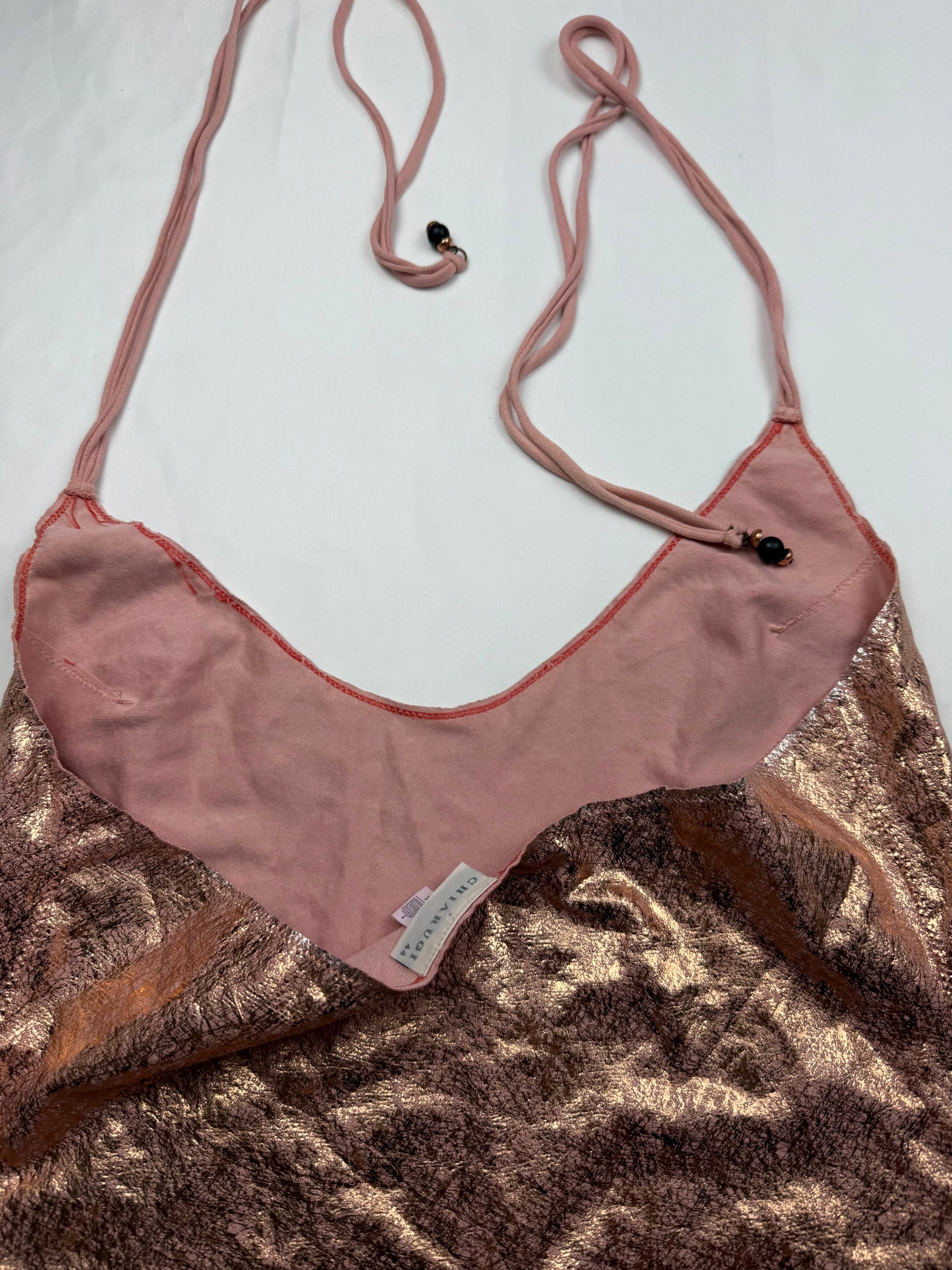 Baby pink shinning halter top (S/M)