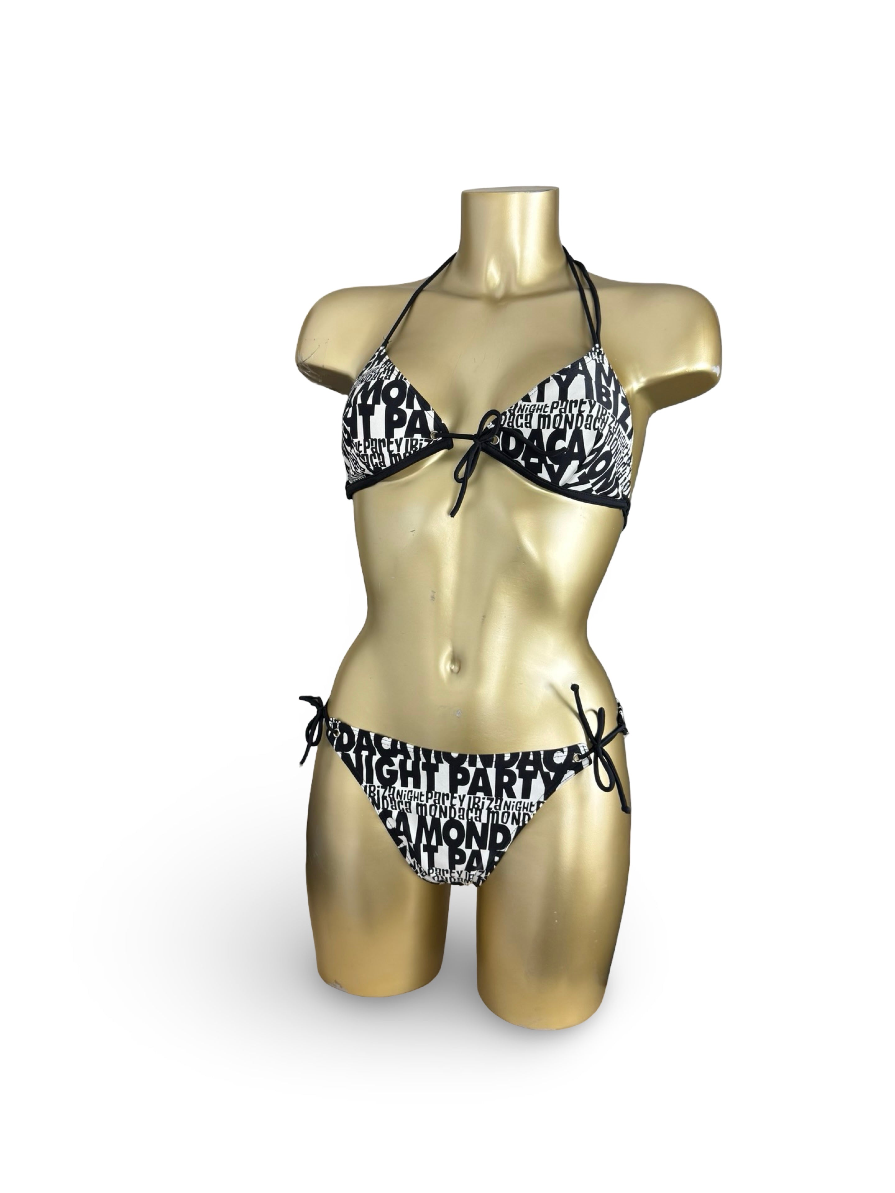 Black graphic low rise bikini set (S/M)