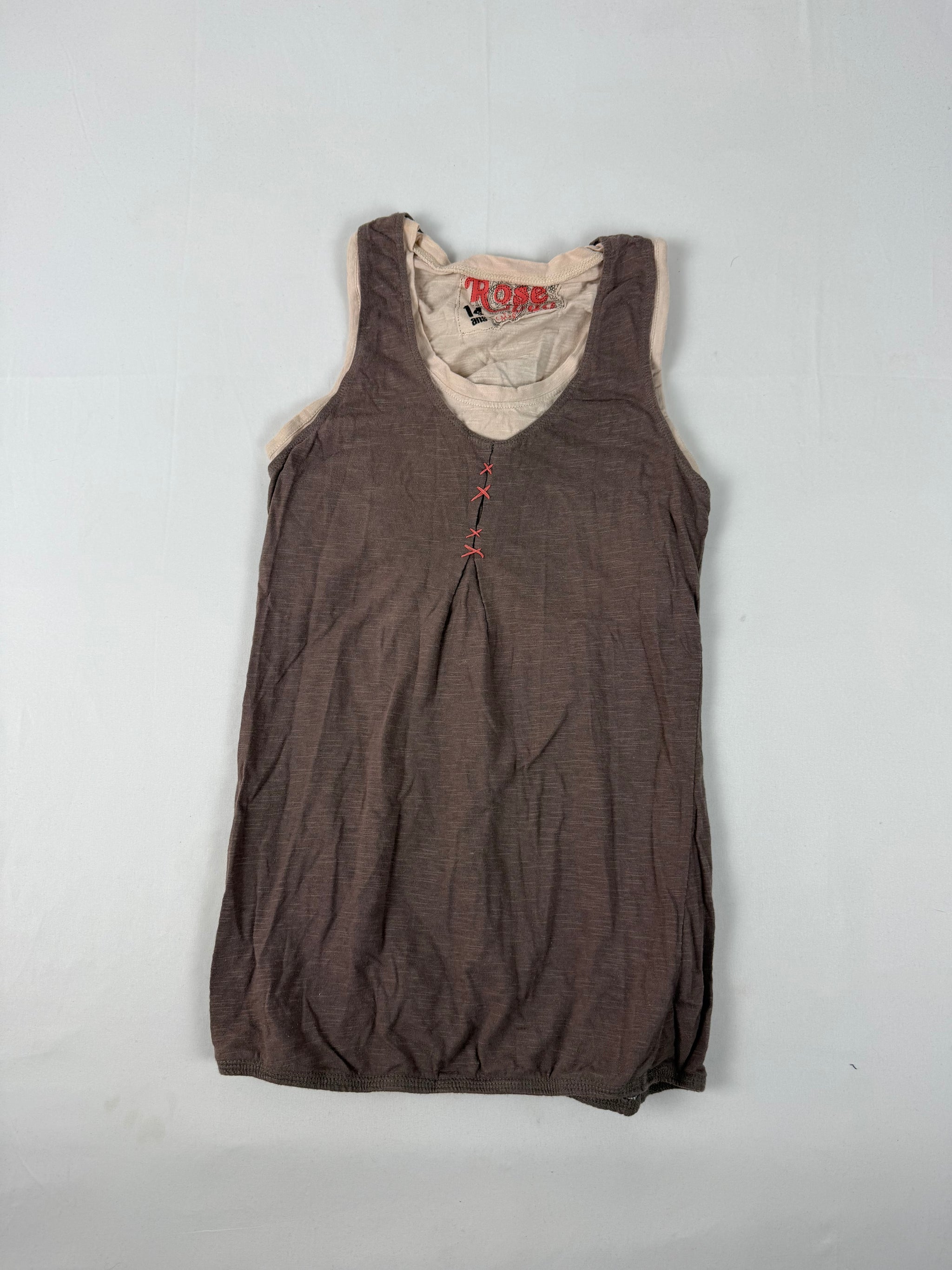 Beige 2 in 1 cotton tank top (XS/S)