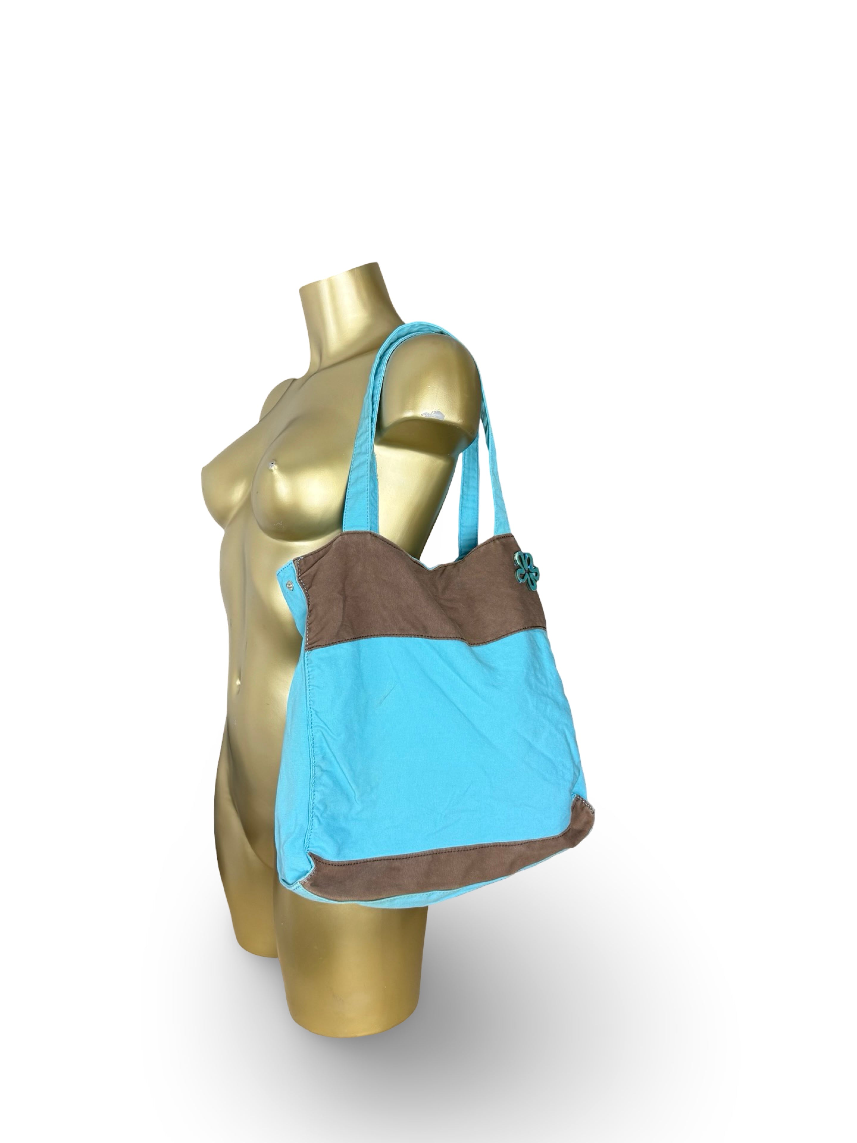 Blue 100% cotton maxi shoulder bag (31x39cm)