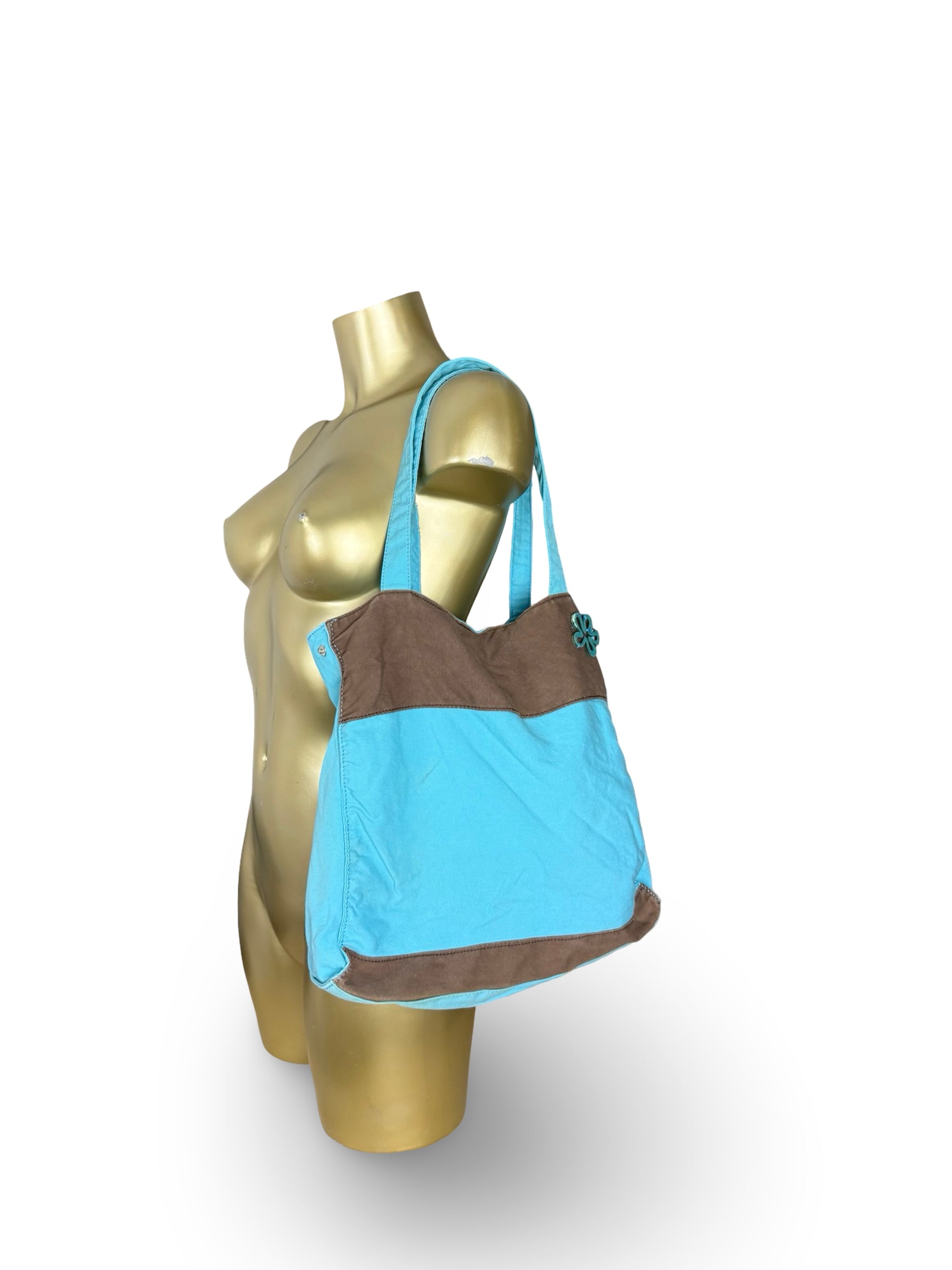 Blue 100% cotton maxi shoulder bag (31x39cm)