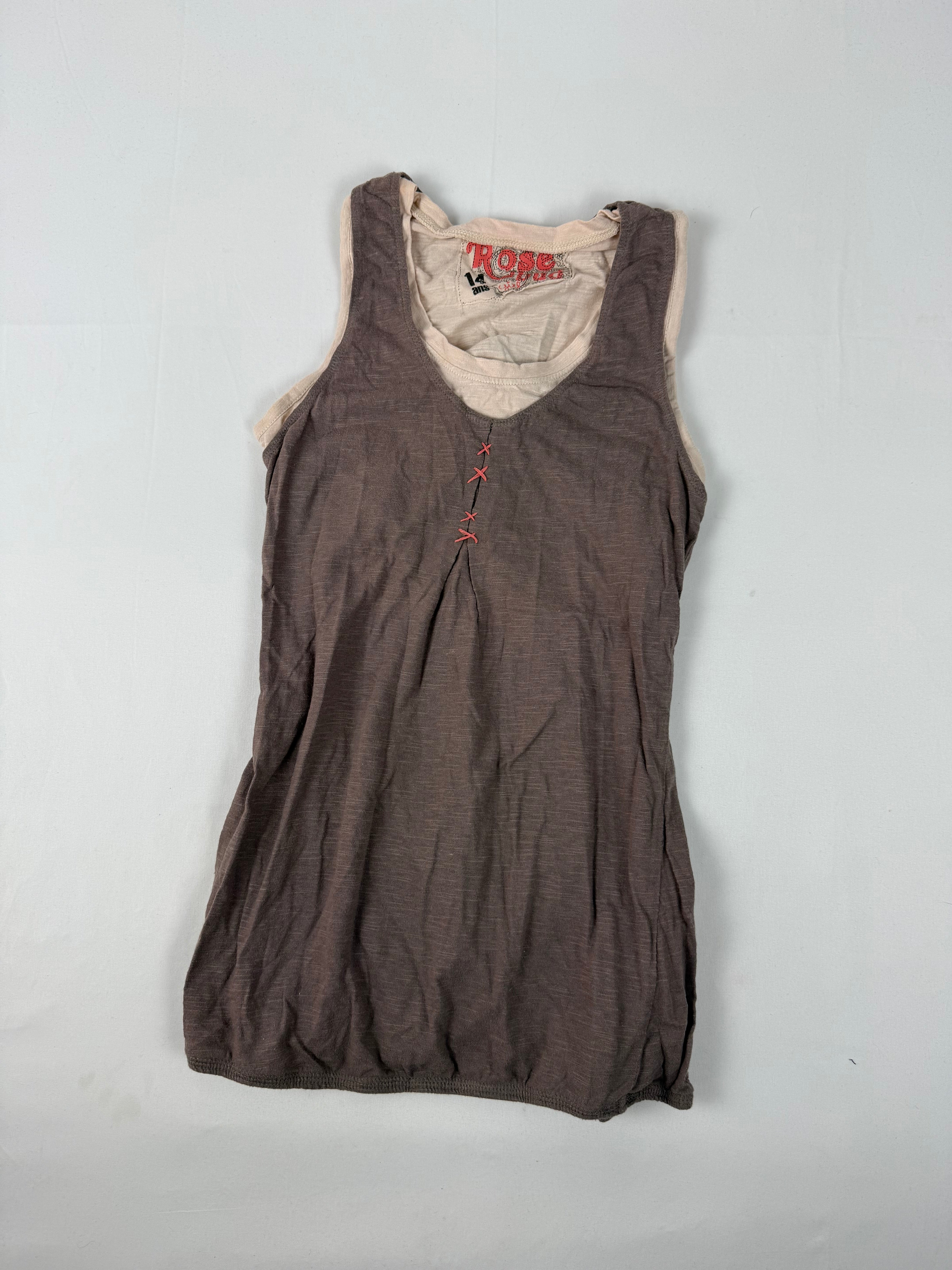 Beige 2 in 1 cotton tank top (XS/S)