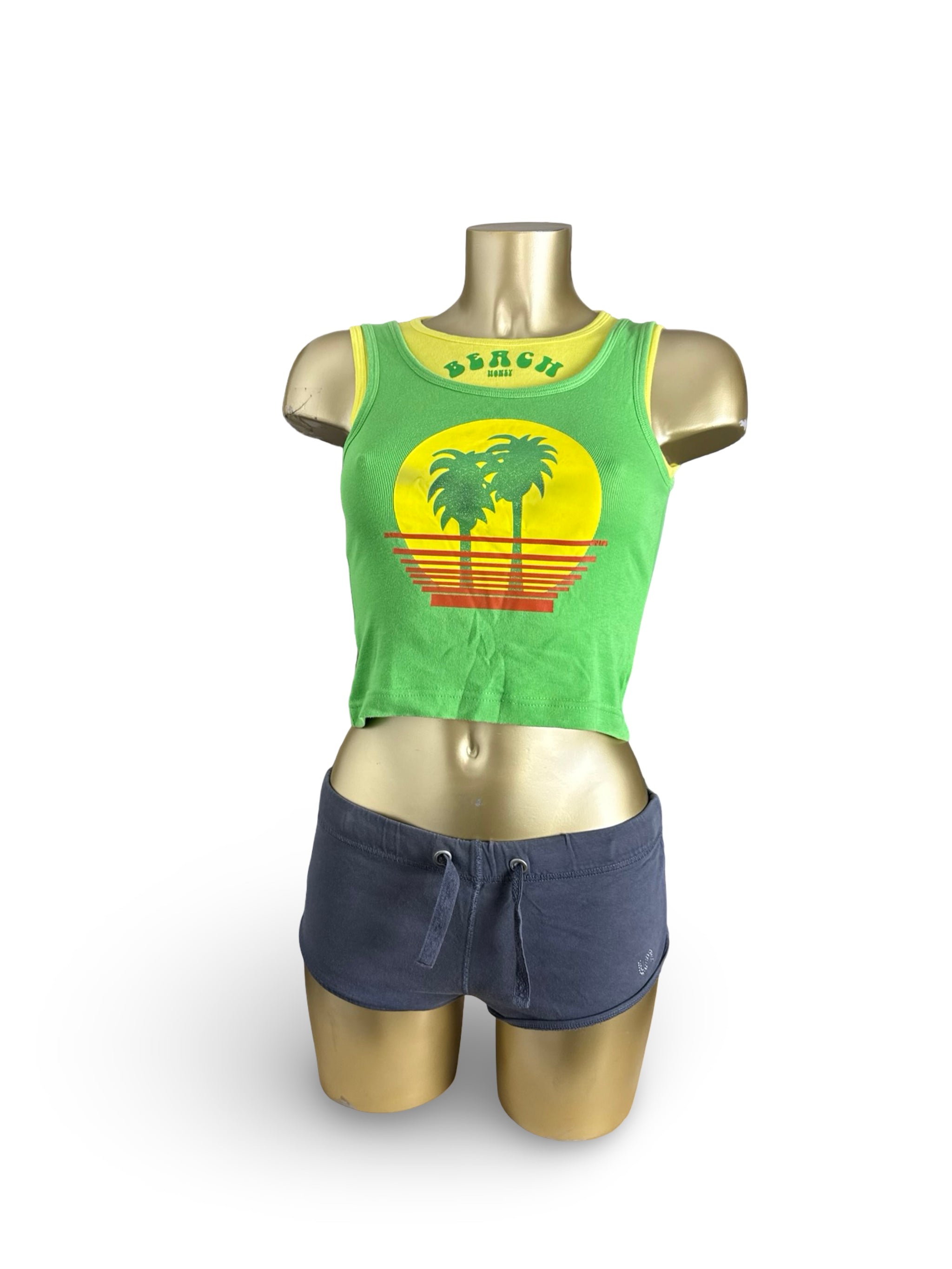 Green graphic 100% cotton top (XS/S)
