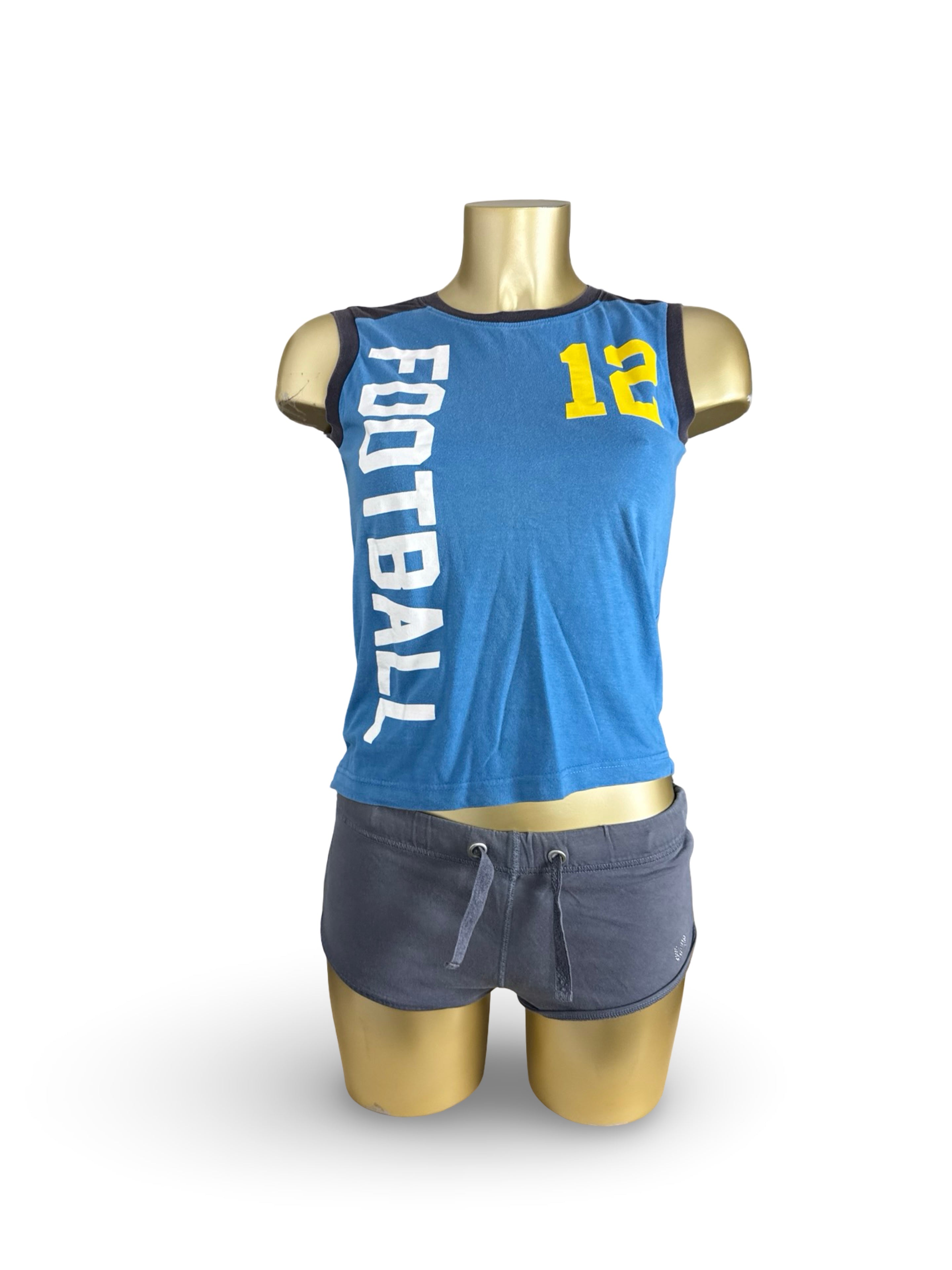 Blue activewear graphic top (S)
