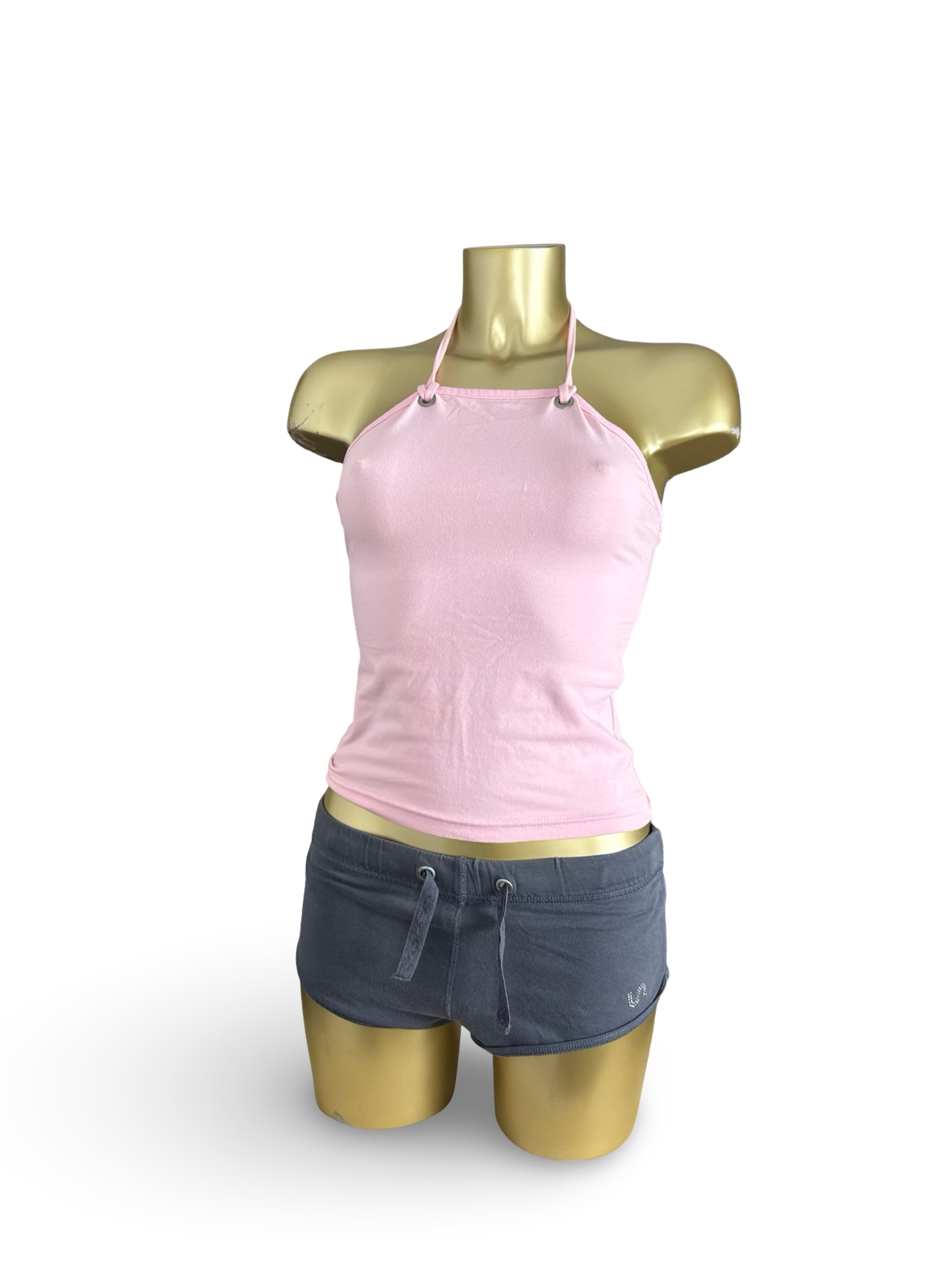 Baby pink 100% cotton halter top (S)
