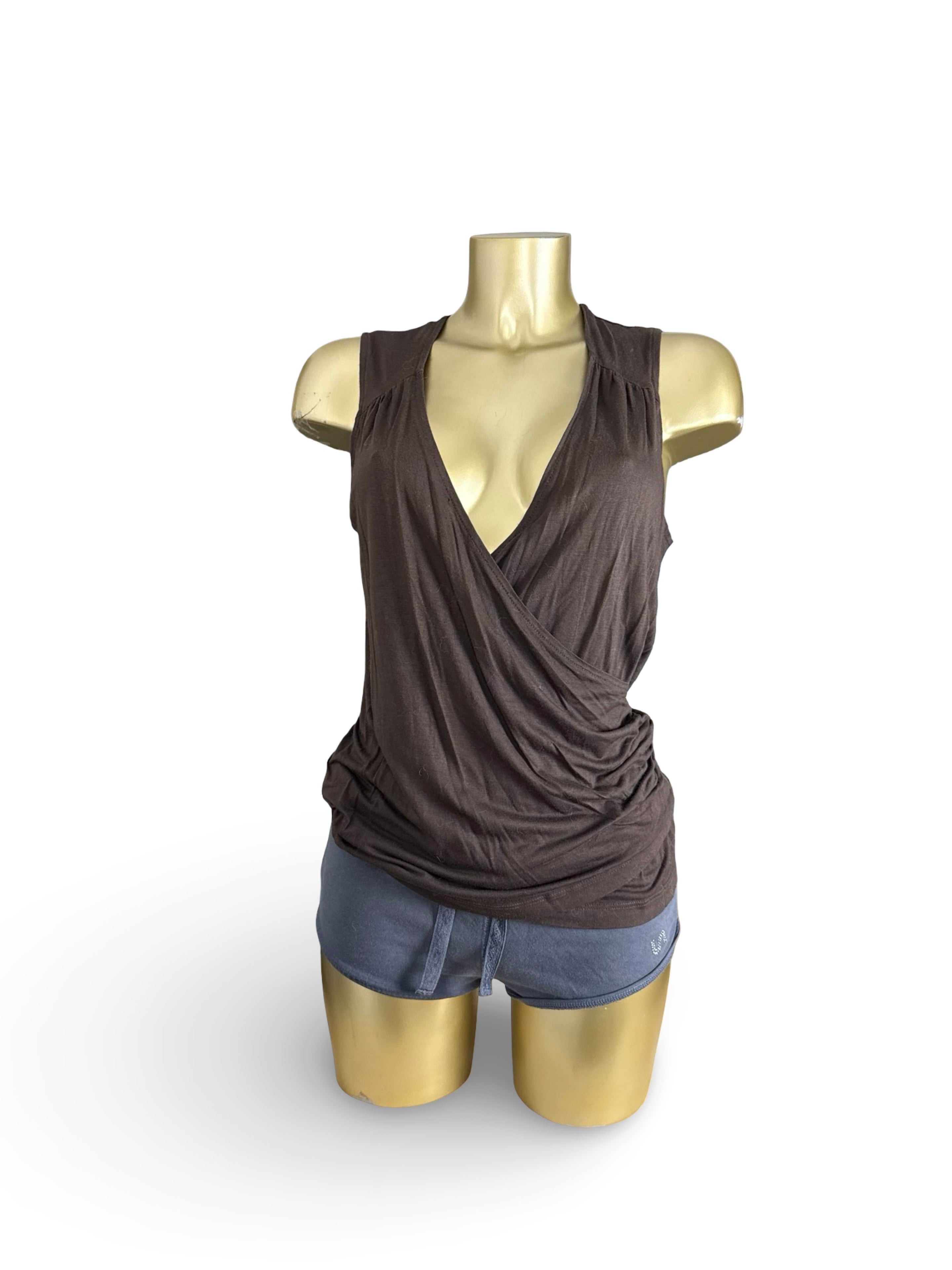 Brown plunge neck top (M/L)