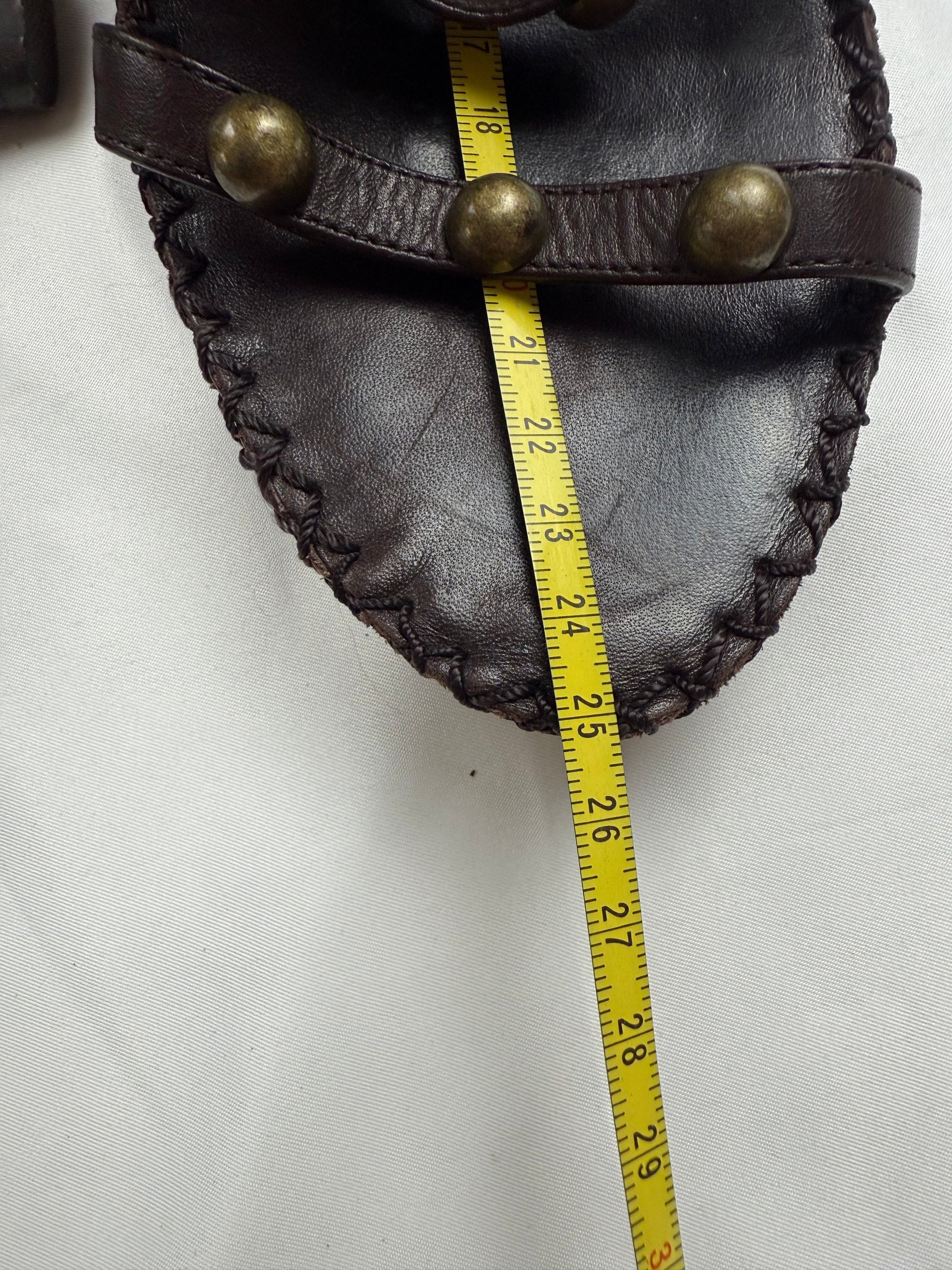 Brown real leather heels sandals (38)