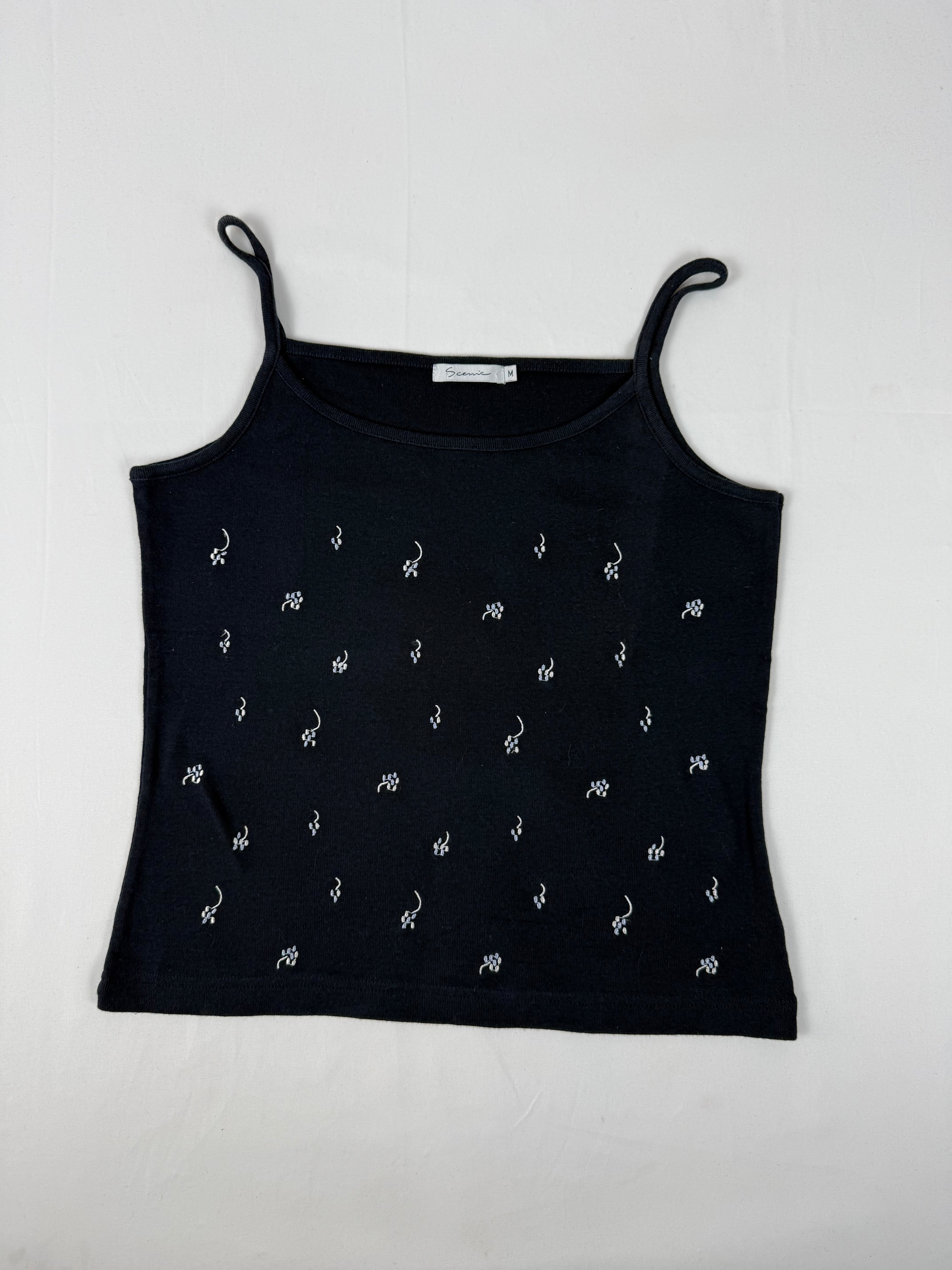 Navy cotton embroidered cami top (M/L)