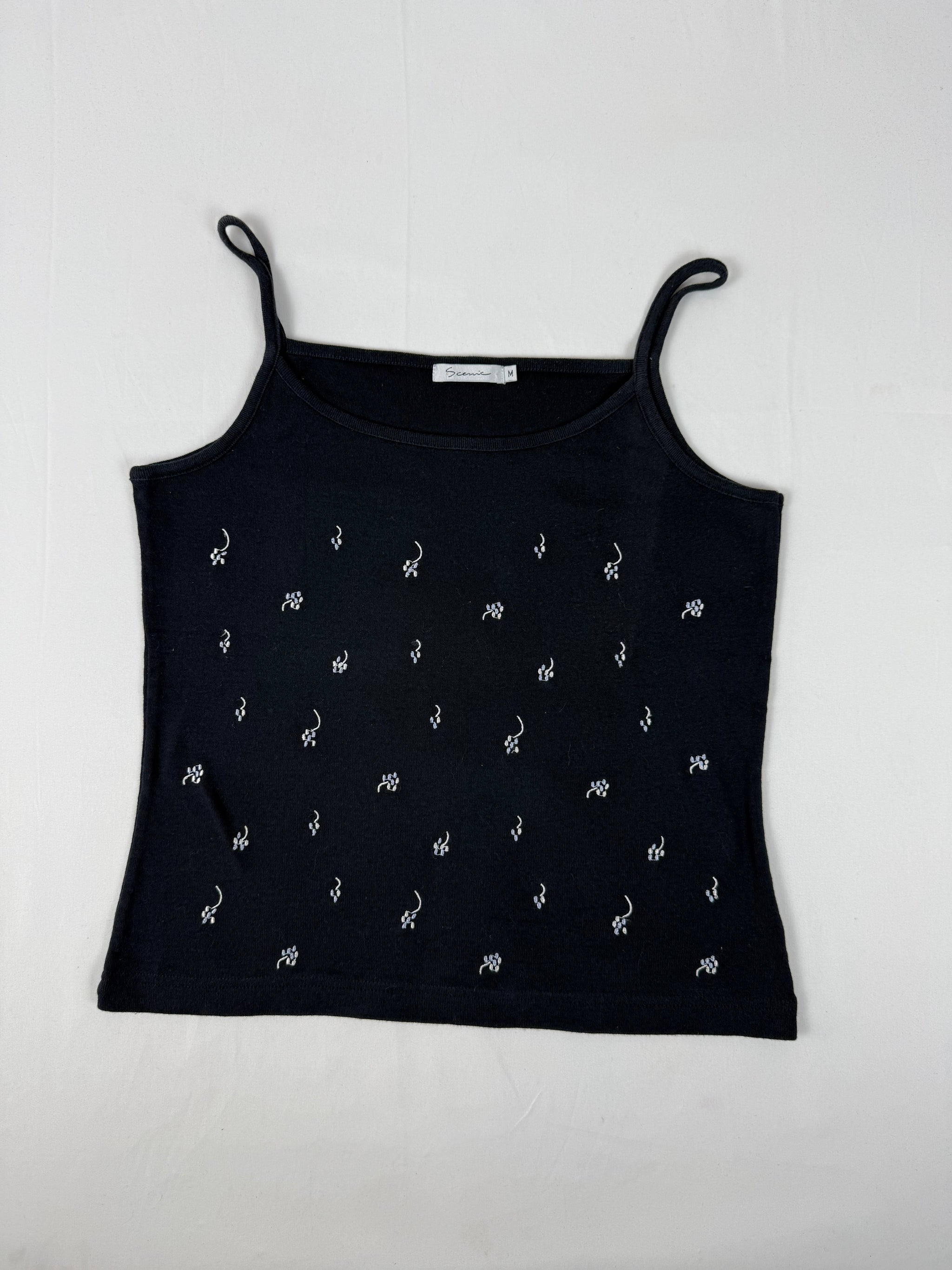 Navy cotton embroidered cami top (M/L)