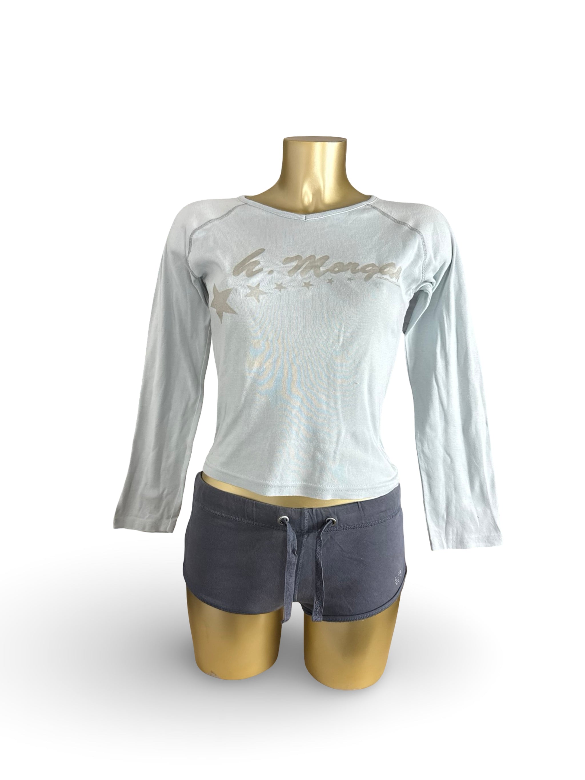 Baby blue graphic long sleeves top (M)