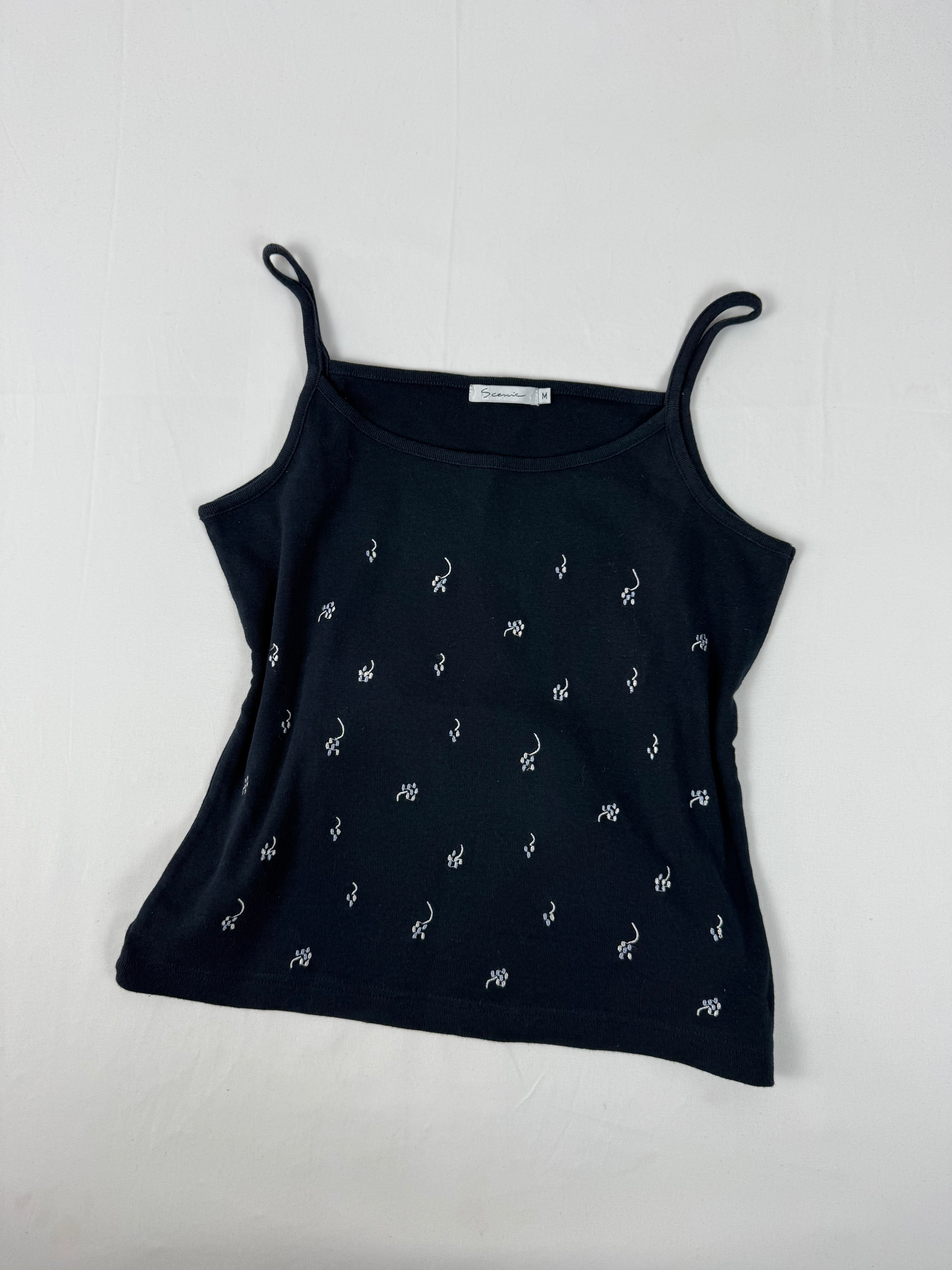 Navy cotton embroidered cami top (M/L)