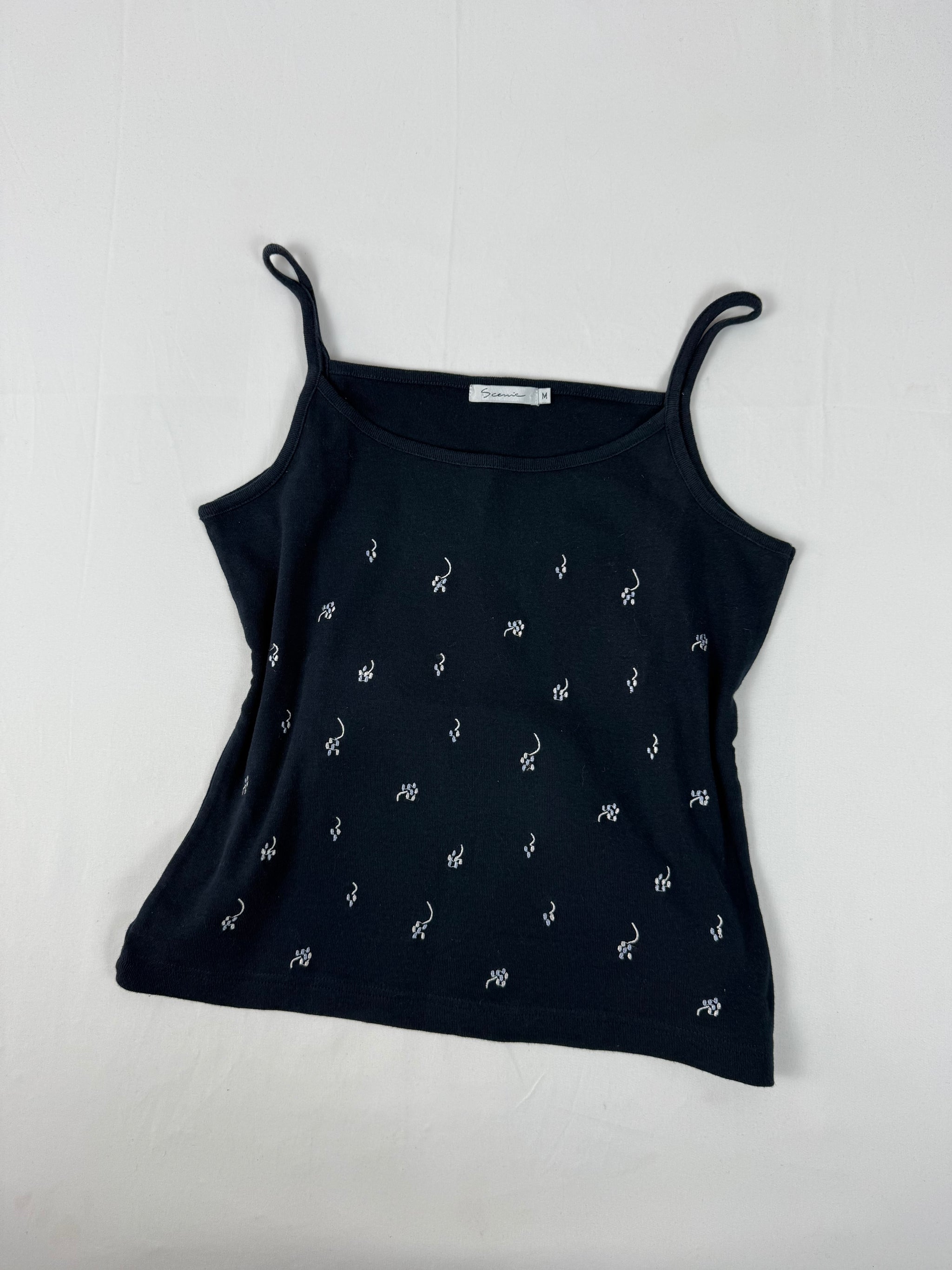 Navy cotton embroidered cami top (M/L)