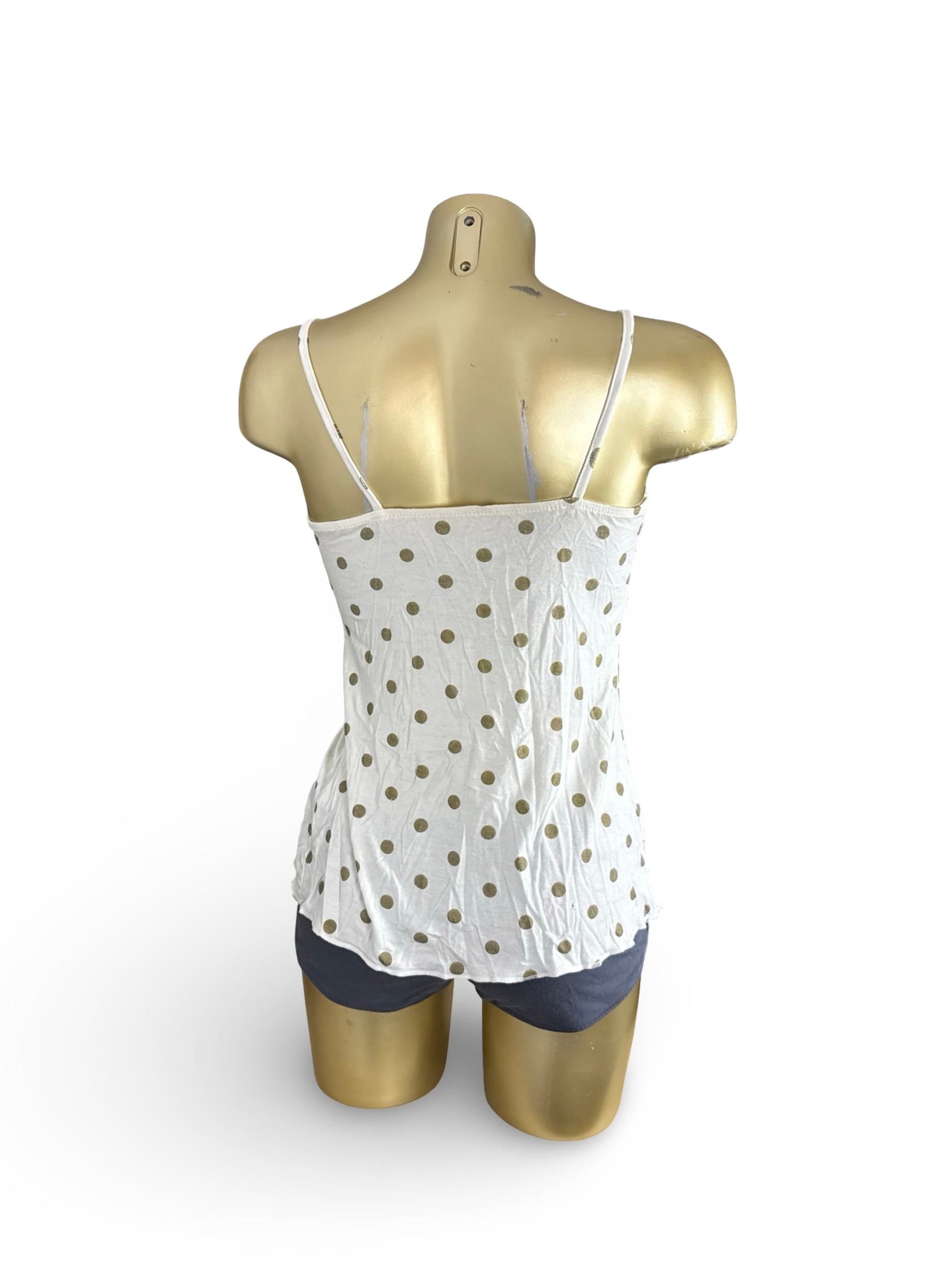 White polka dots tie up top (M)