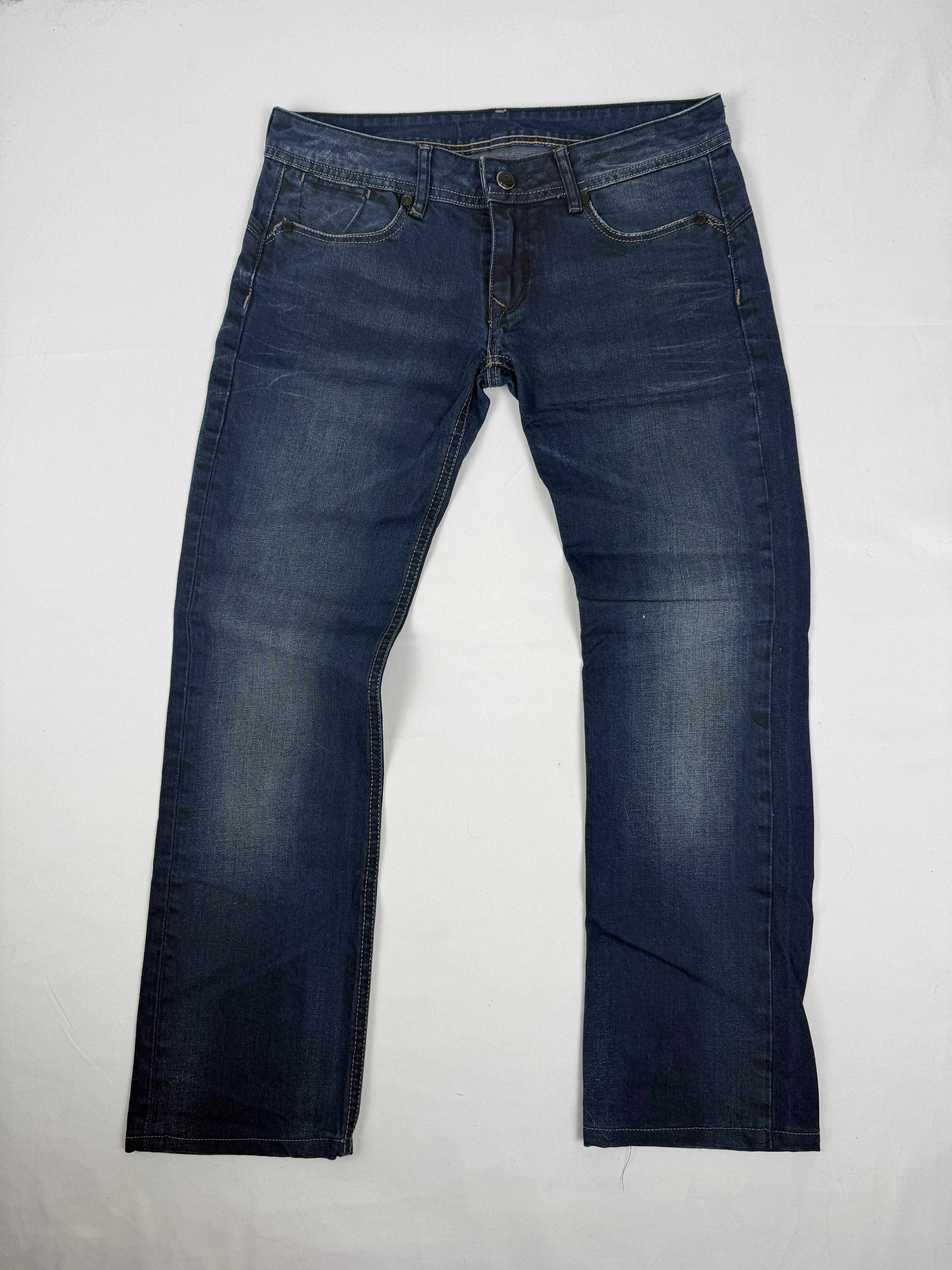 Navy denim low rise capri pants (M)