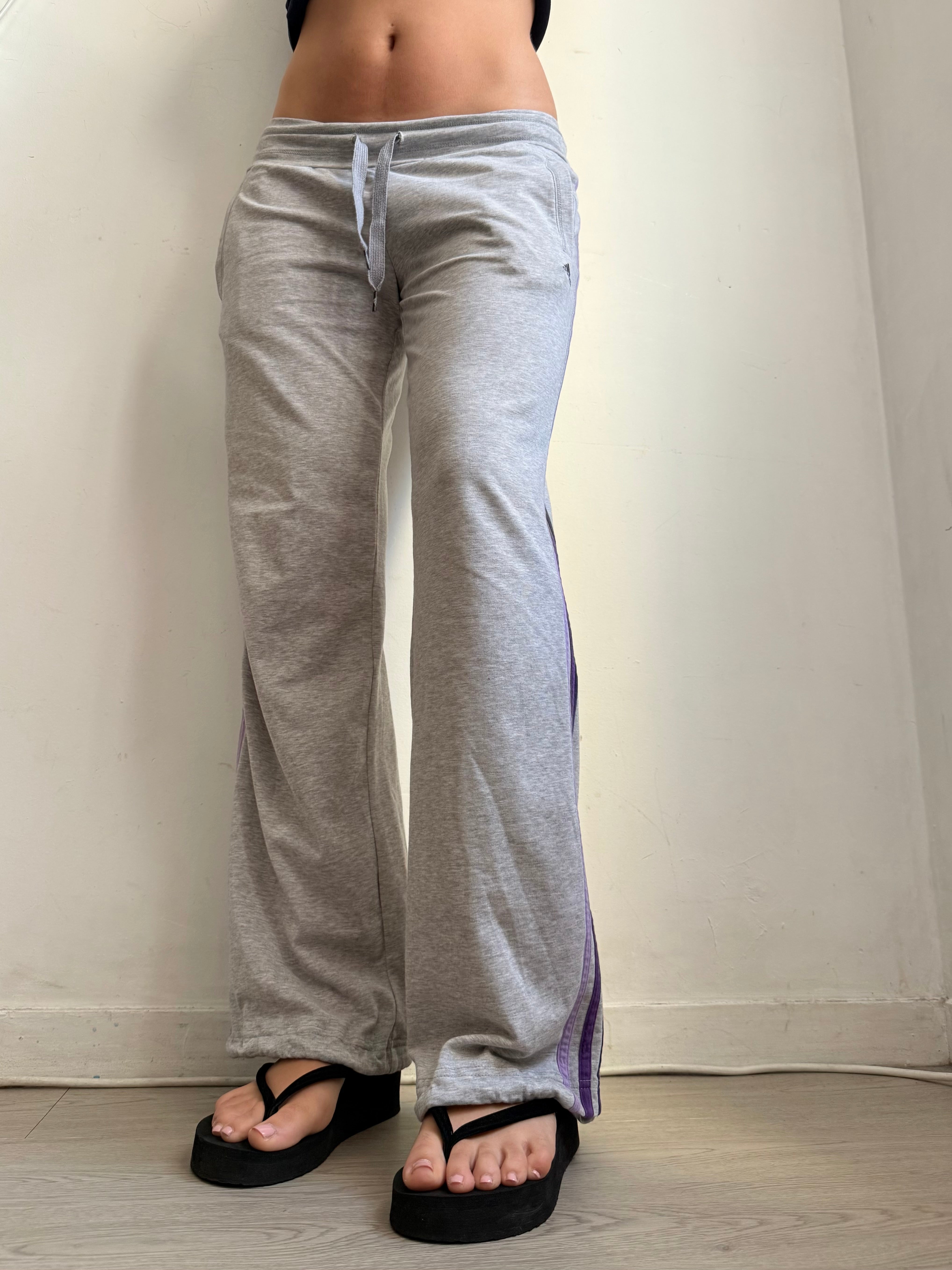 Grey & purple low rise baggy pants (M)