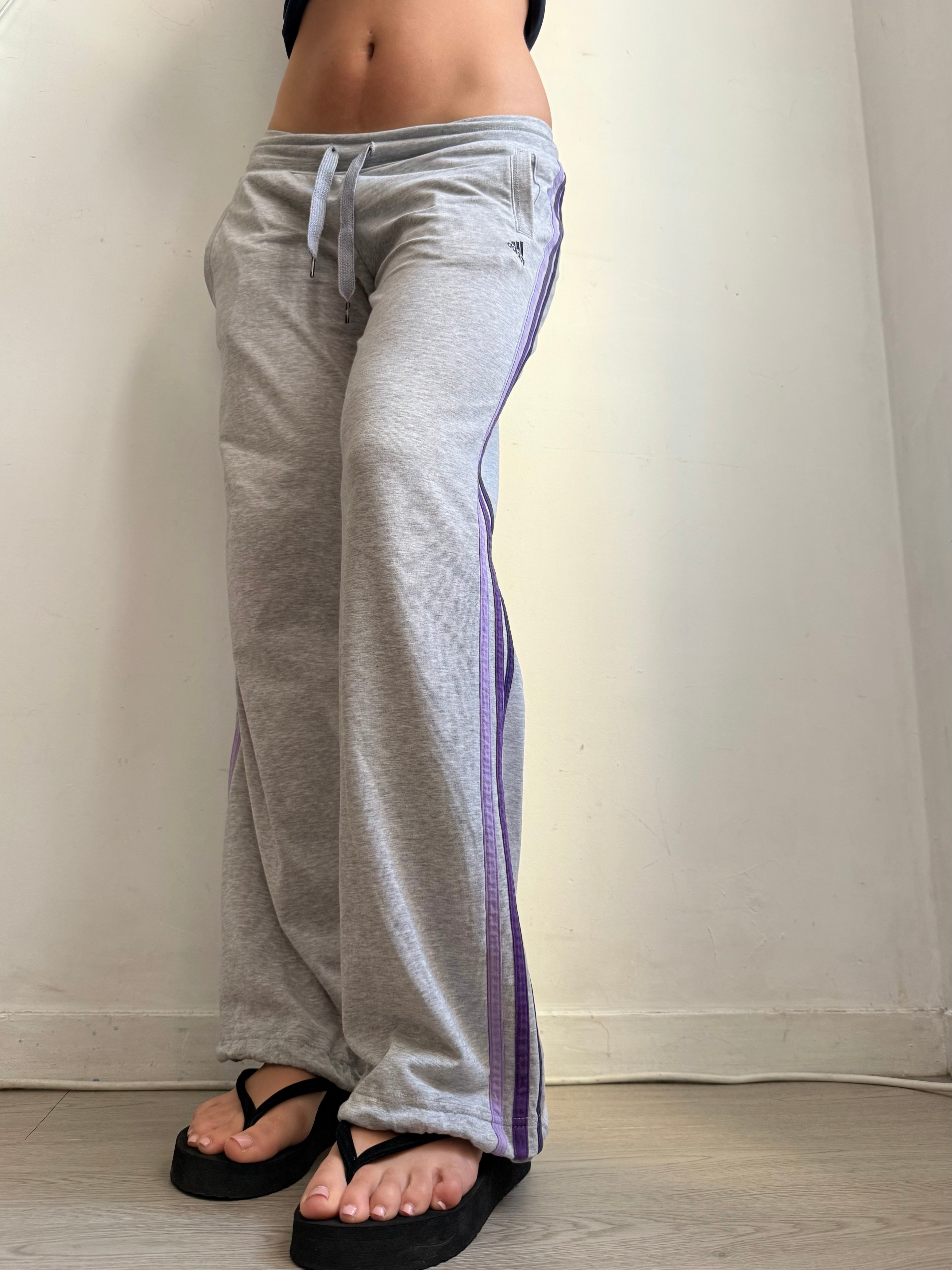 Grey & purple low rise baggy pants (M)