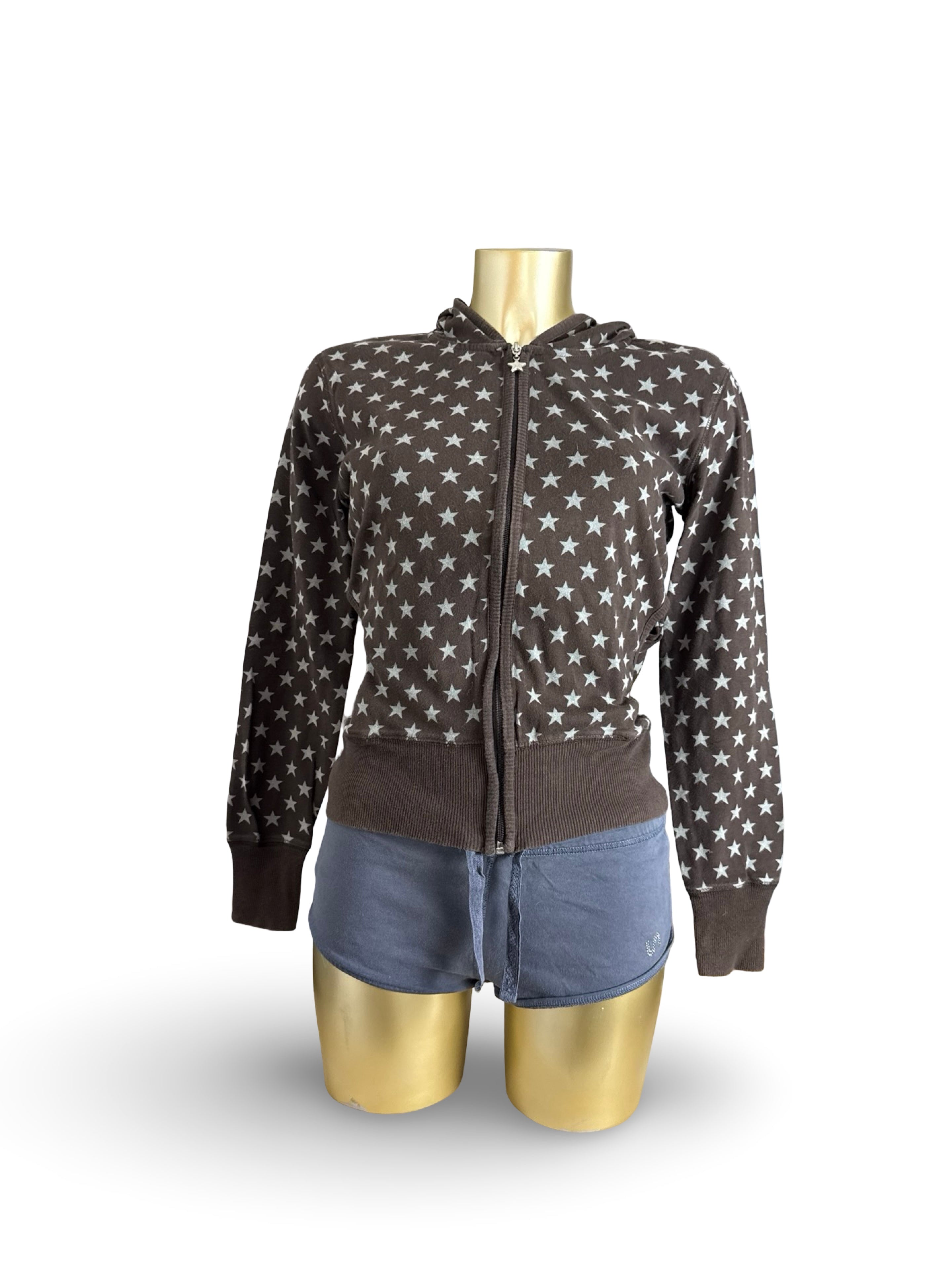 Brown graphic zip up hoodie (M/L)
