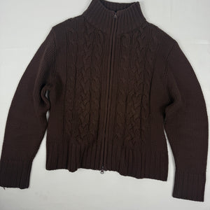 Brown zip up cardigan jumper (L)
