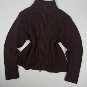 Brown zip up cardigan jumper (L)