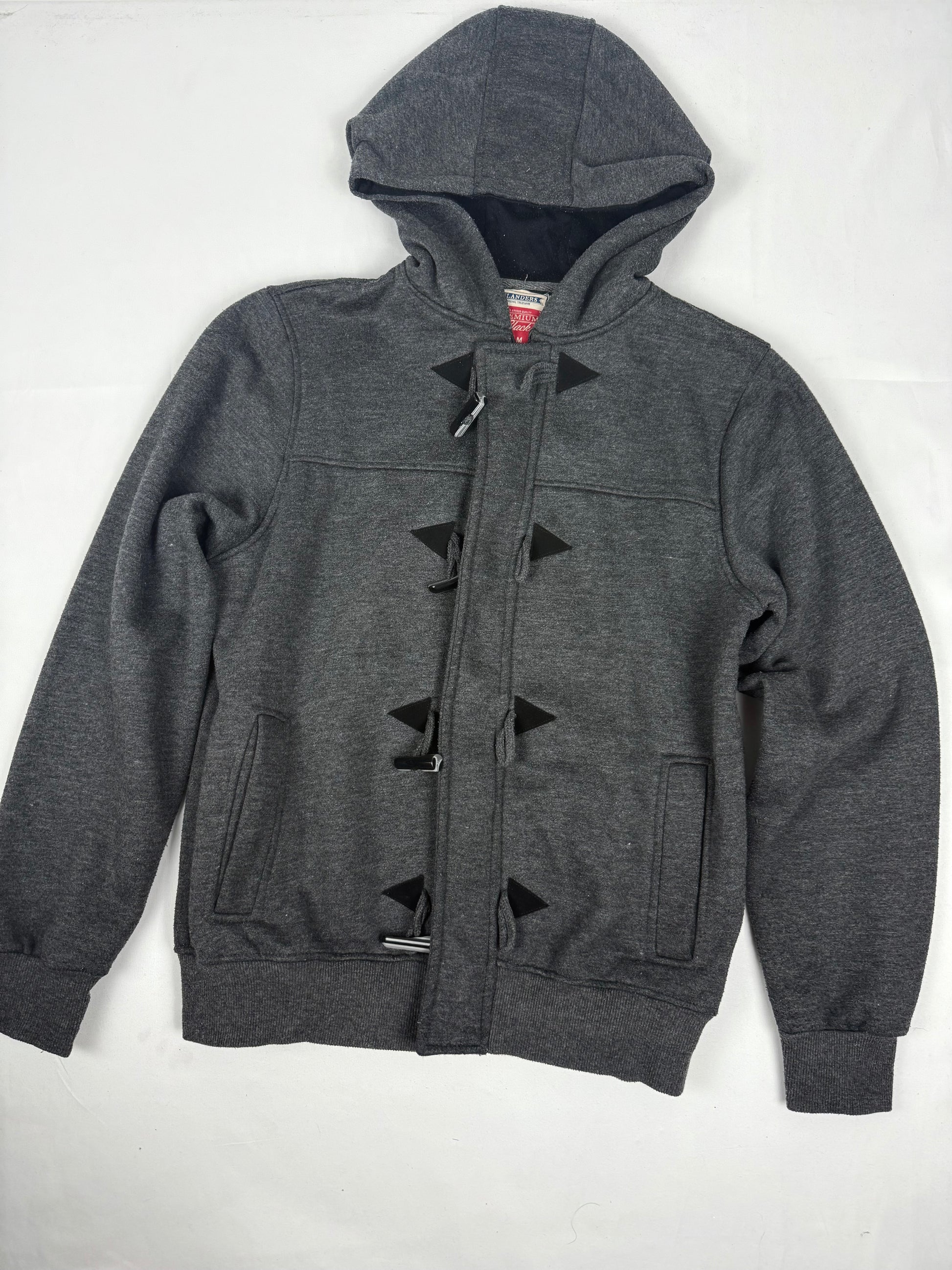 Grey cotton hooded tight fit jacket (M)