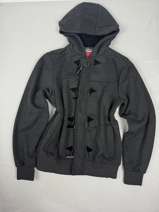 Grey cotton hooded tight fit jacket (M)