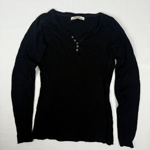 Black cotton polo neck jumper (S)