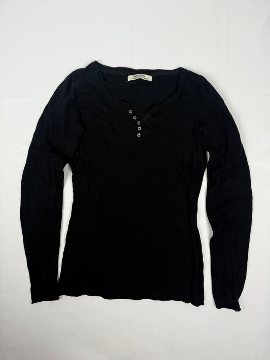 Black cotton polo neck jumper (S)