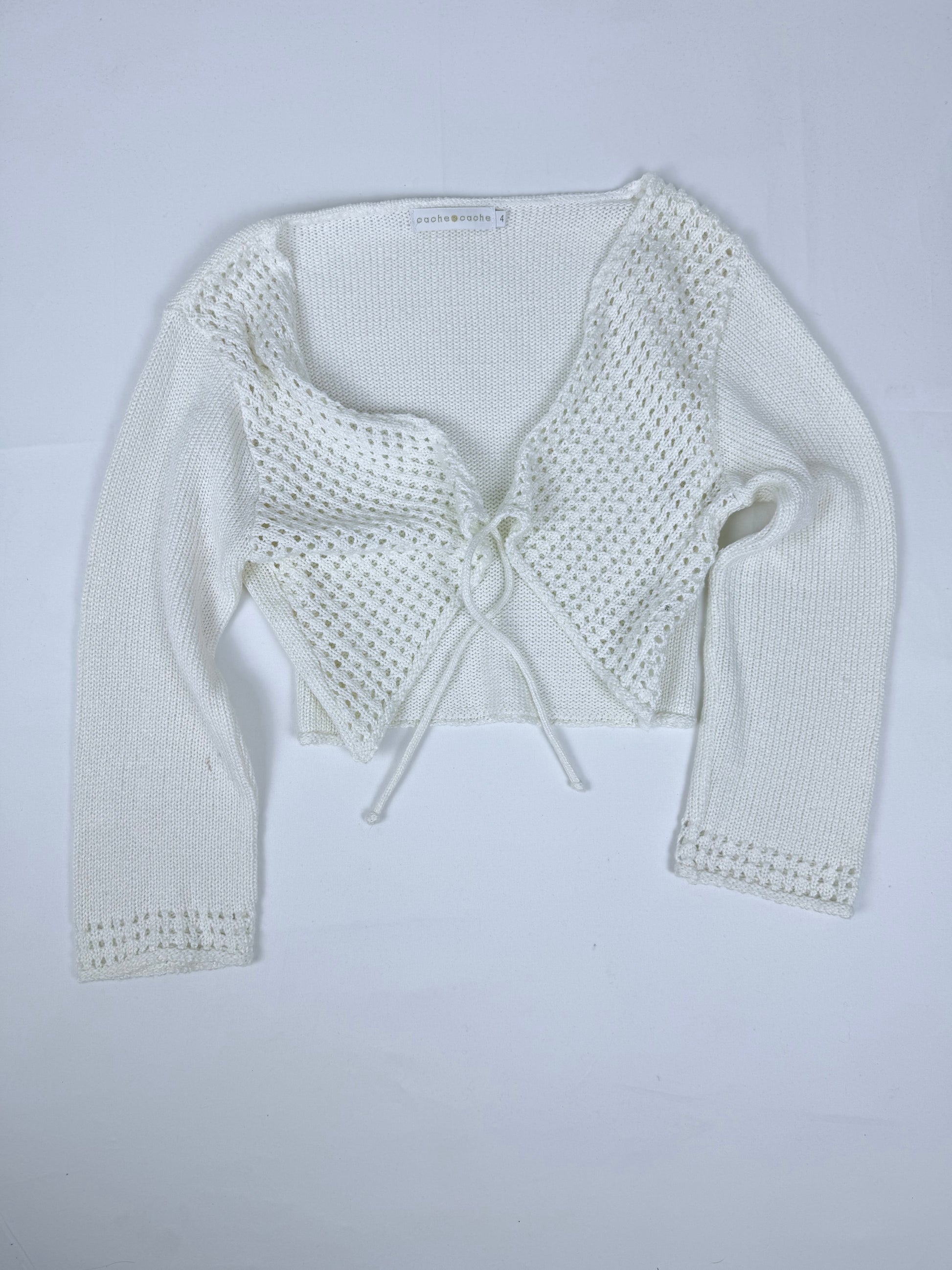 White crochet tie up bolero jumper (XL)