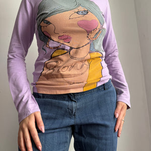 Lilac graphic long sleeves top (XL)