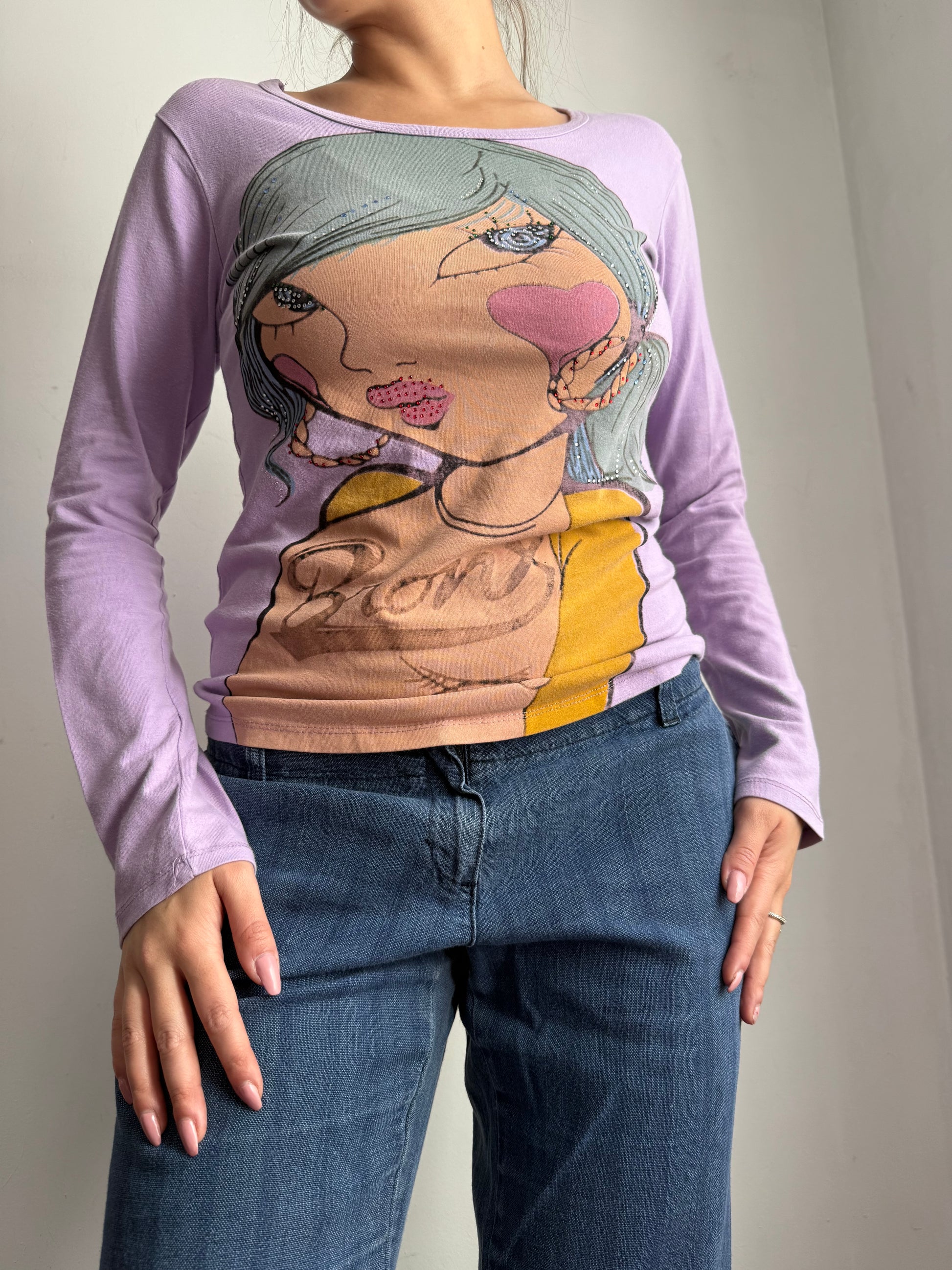 Lilac graphic long sleeves top (XL)