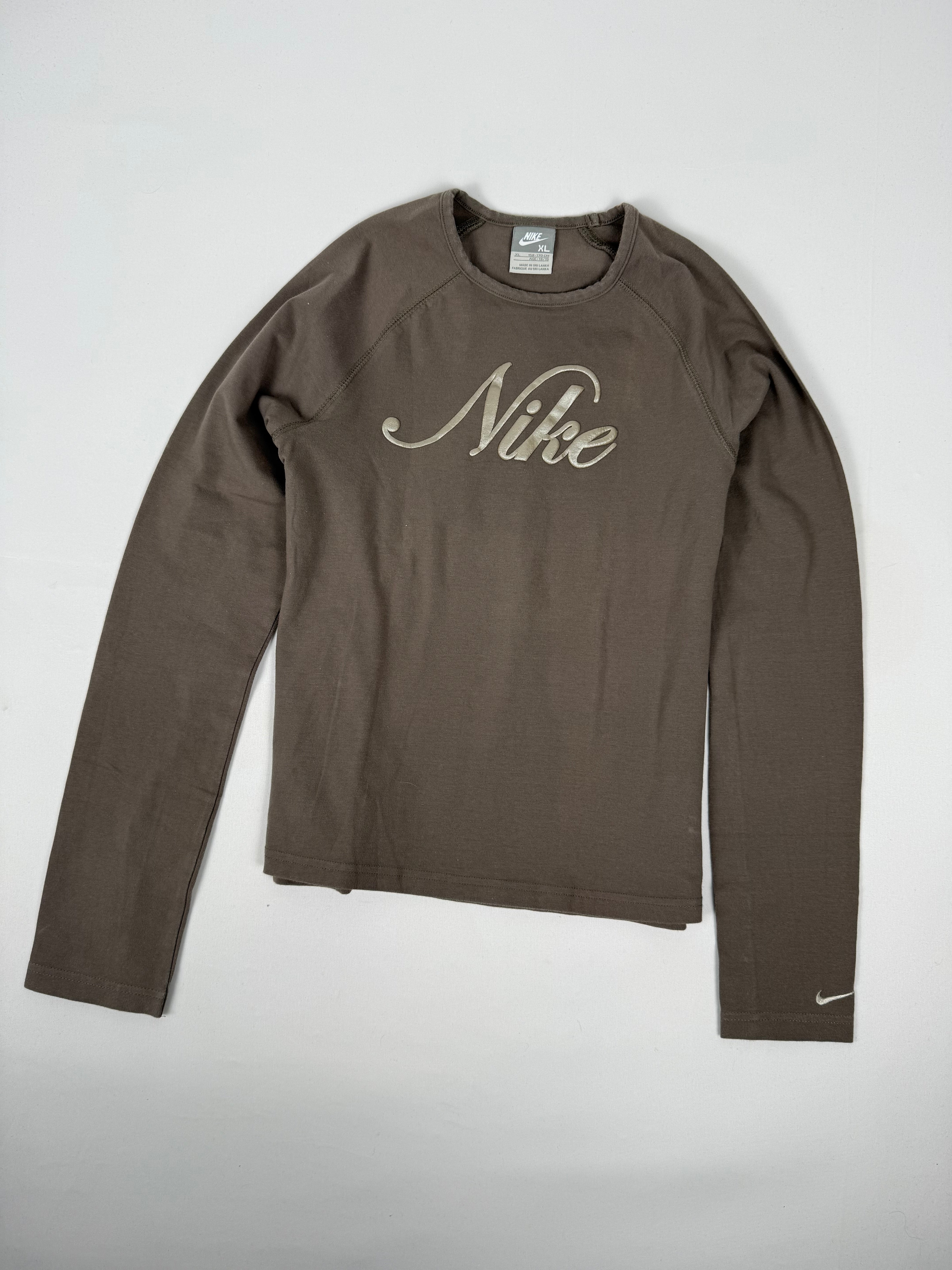 Brown logo long sleeves top (M)
