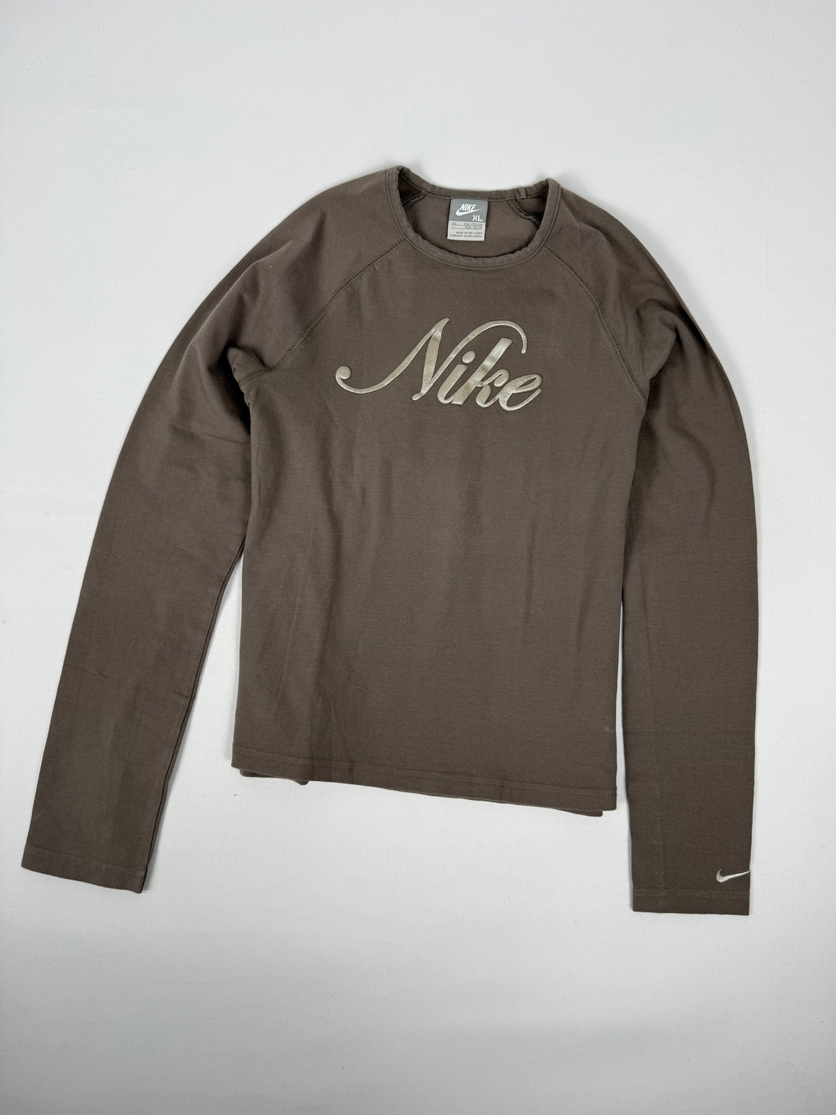Brown logo long sleeves top (M)