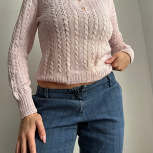 Baby pink polo neck jumper (S/M)