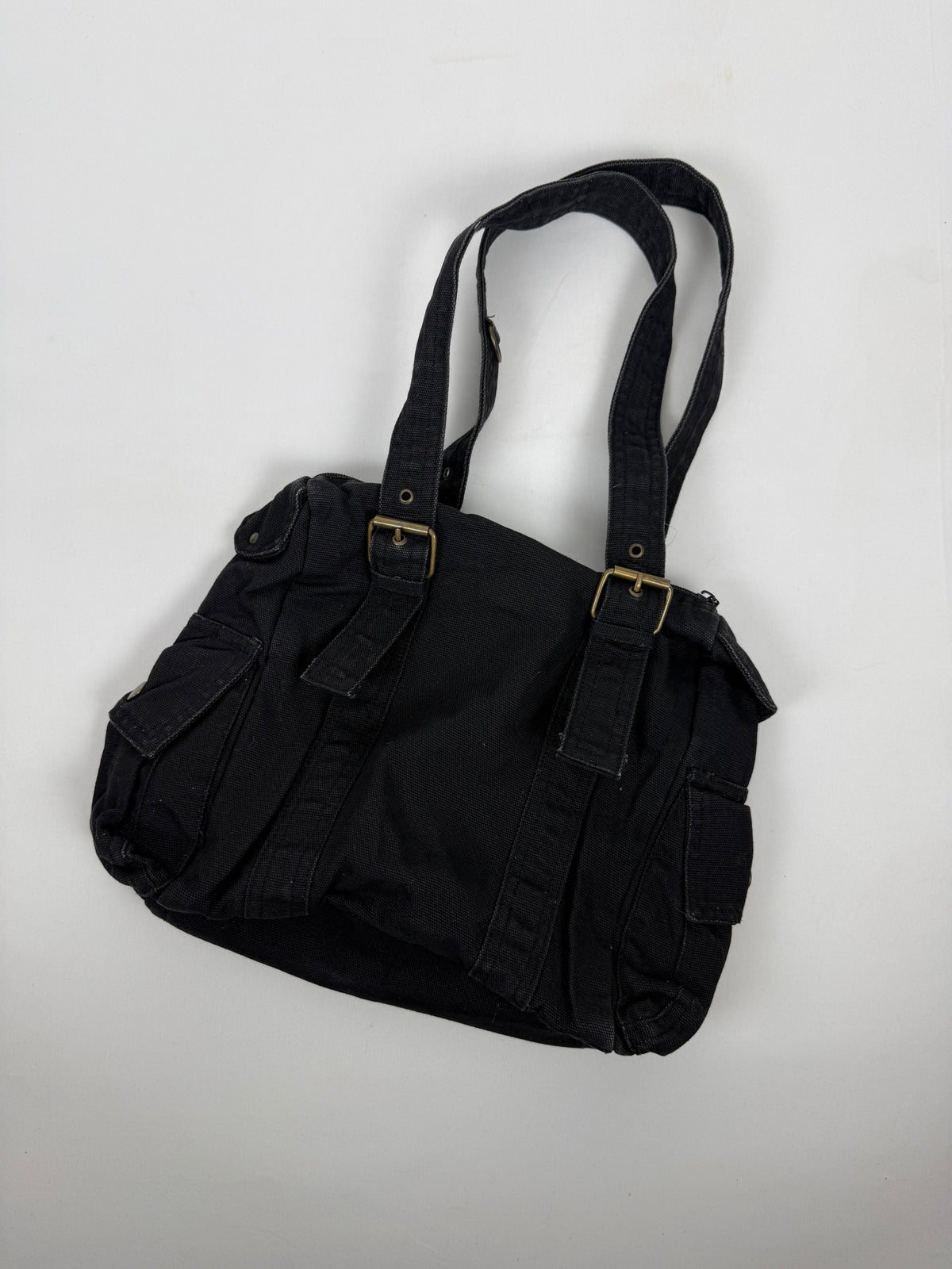 Black cotton shoulder bag (35x26cm)