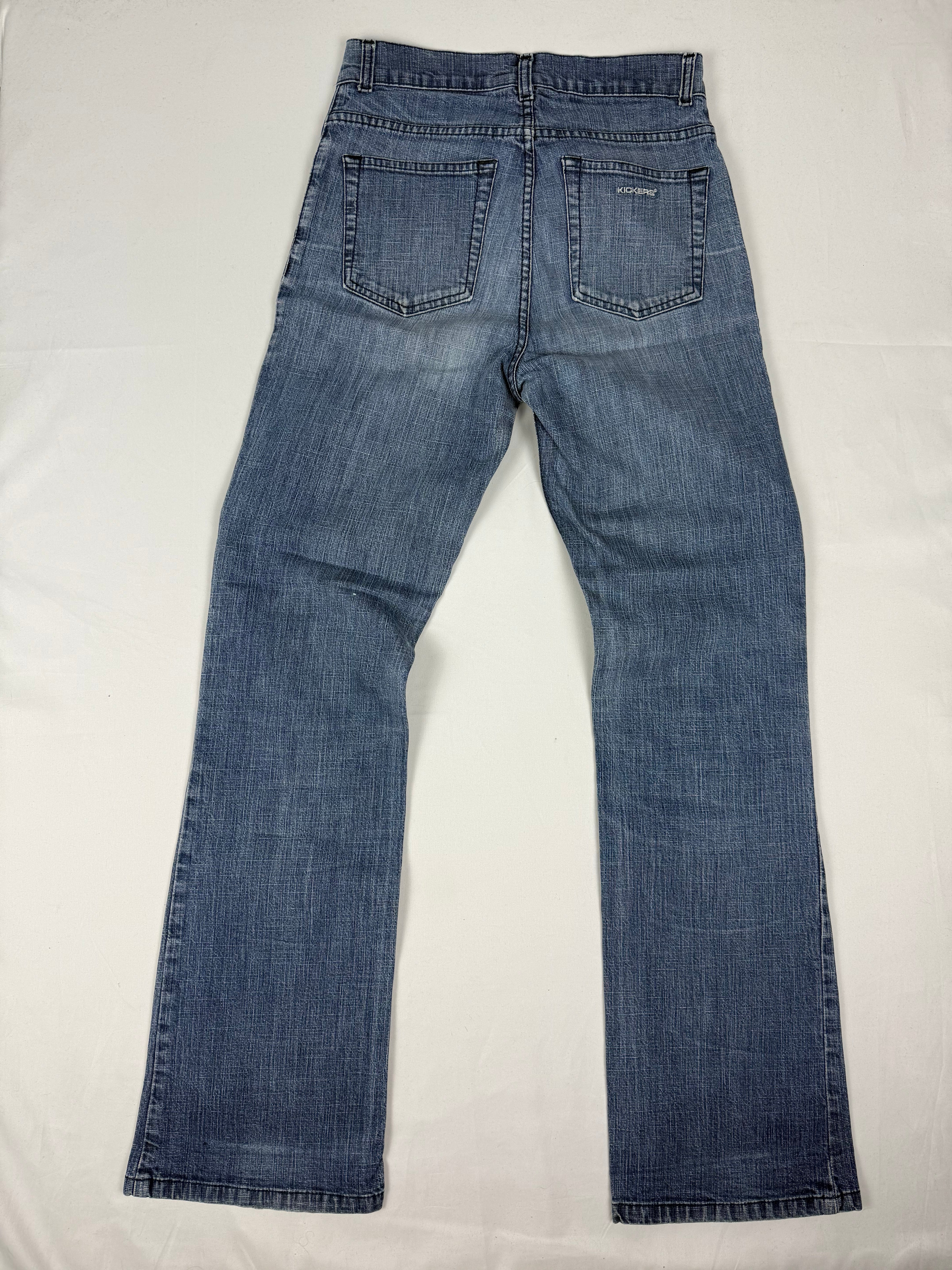 Blue denim cotton mid rise bootcut pants (XS)