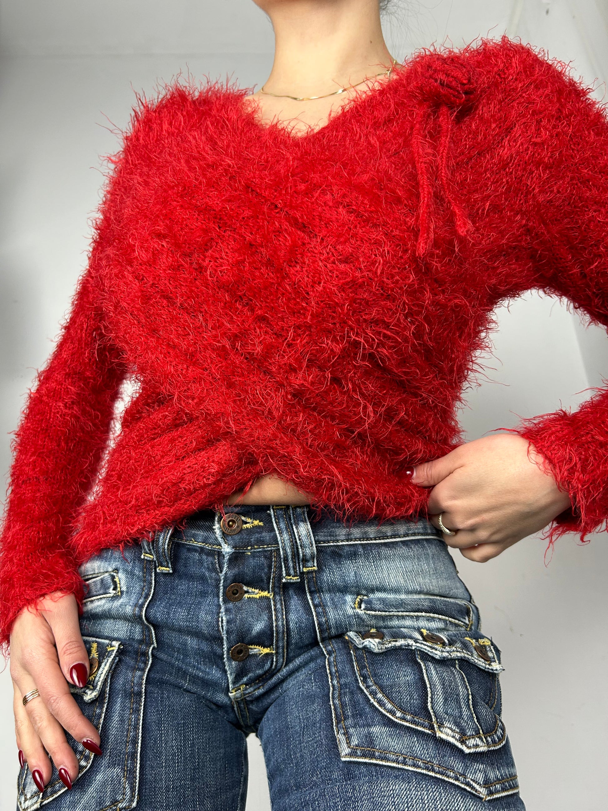 Red super soft wrap jumper (S/M)