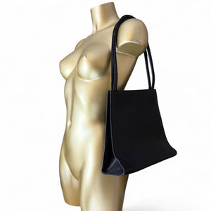 Black real leather shoulder bag (23x24cm)