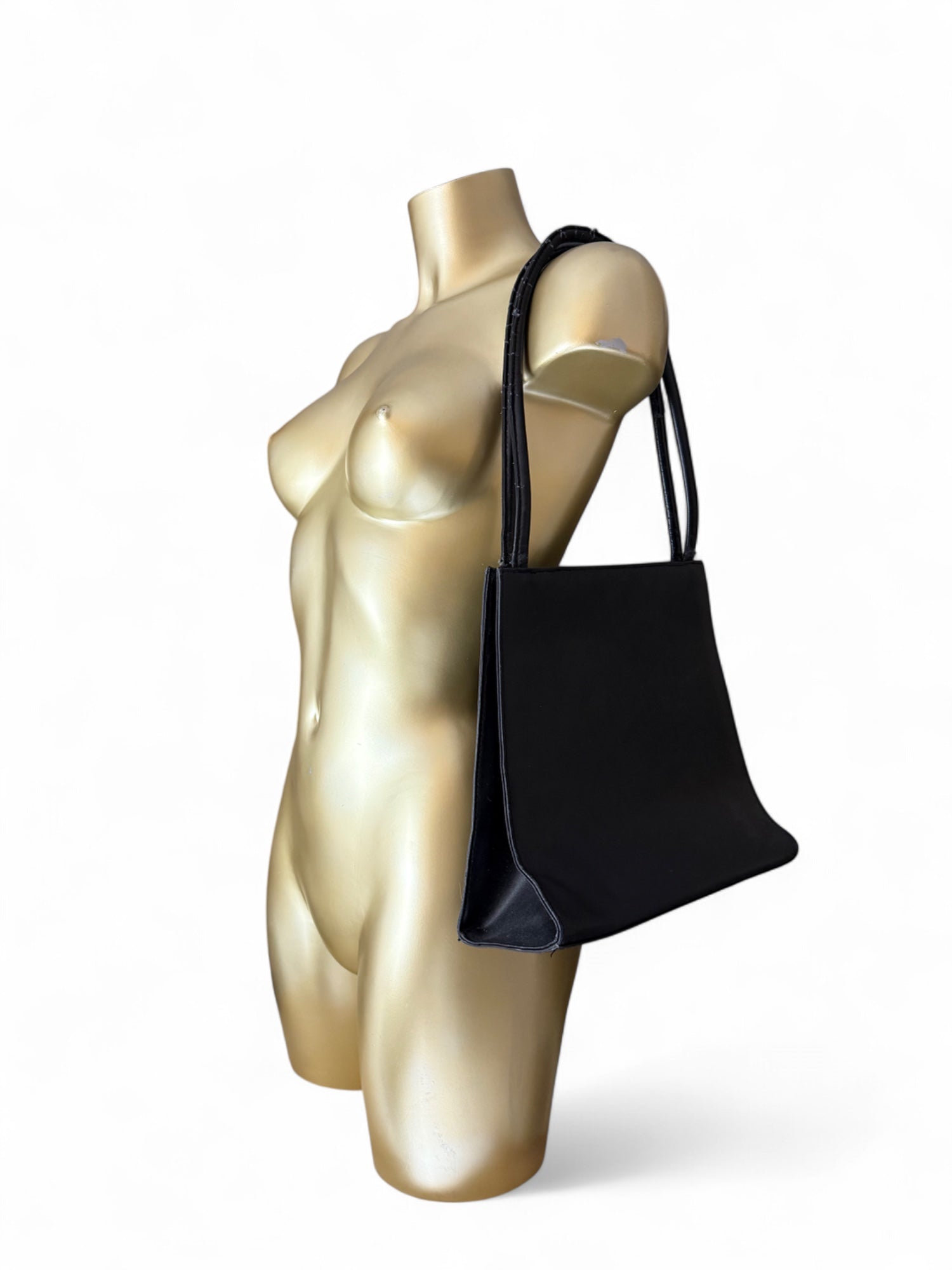 Black real leather shoulder bag (23x24cm)