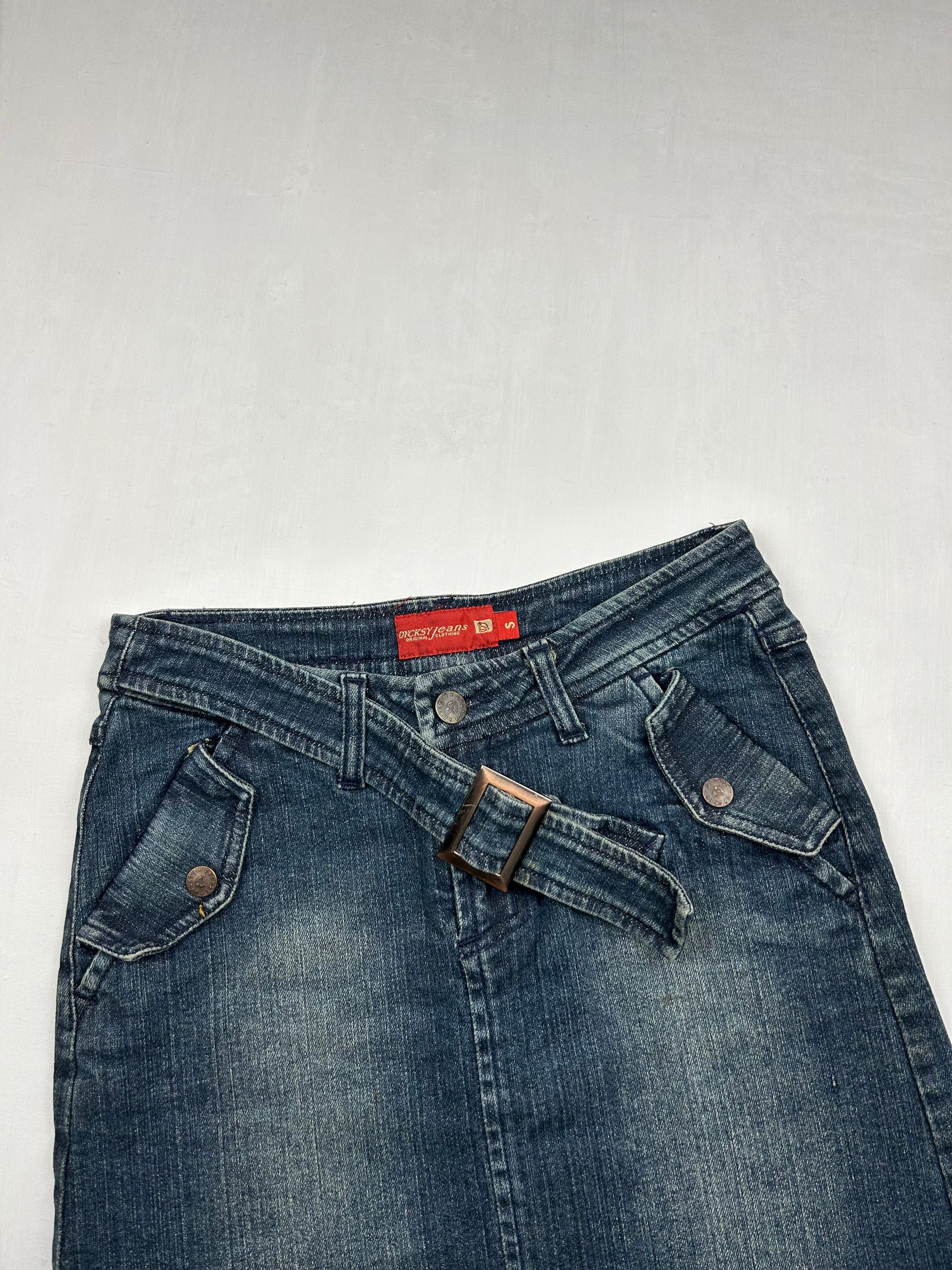 Blue denim belt skirt (S)