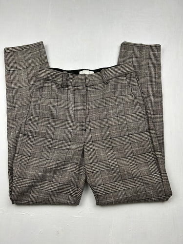 Grey check print office pants (S)