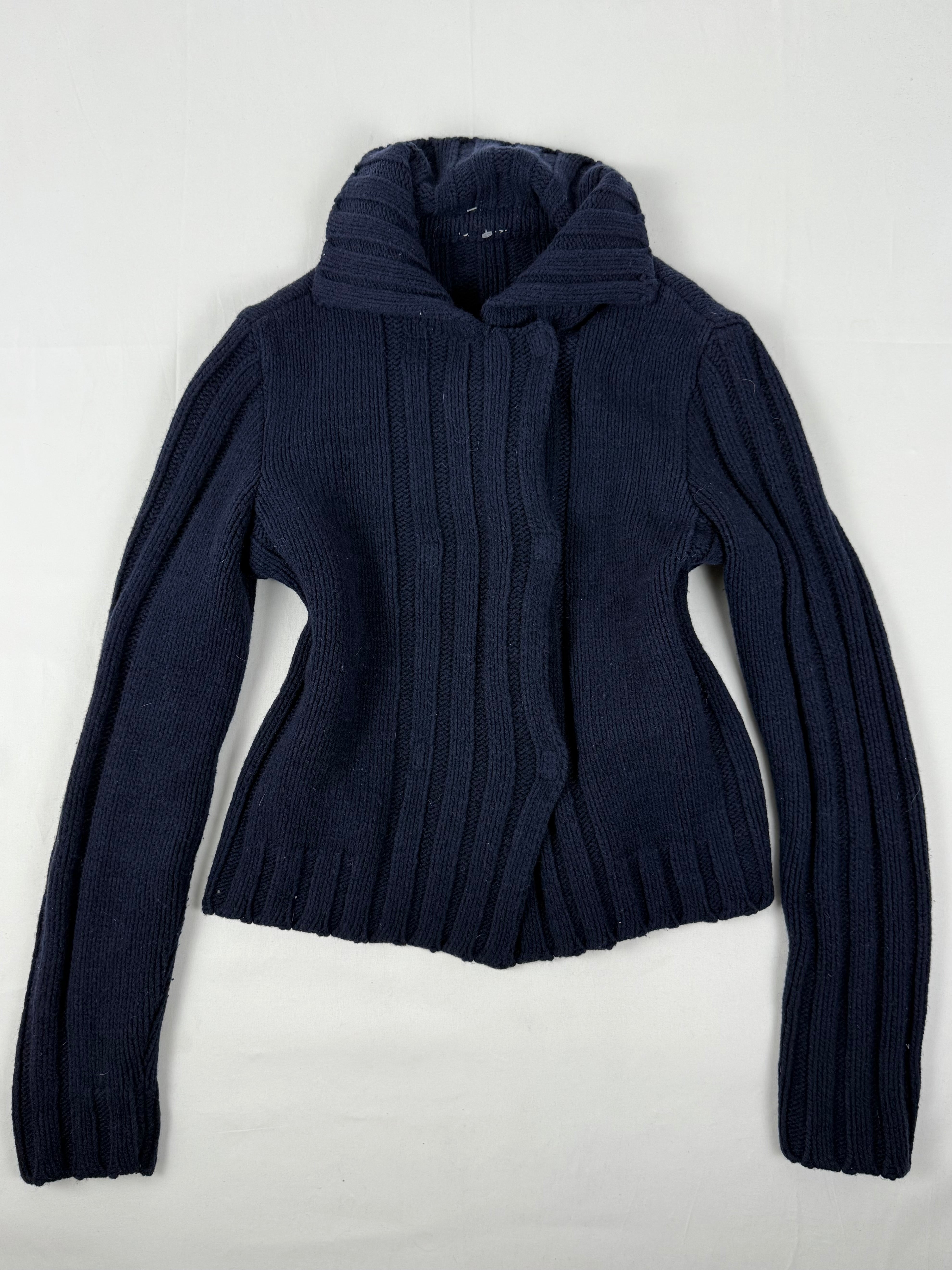 Navy ribbed cardigan (S)