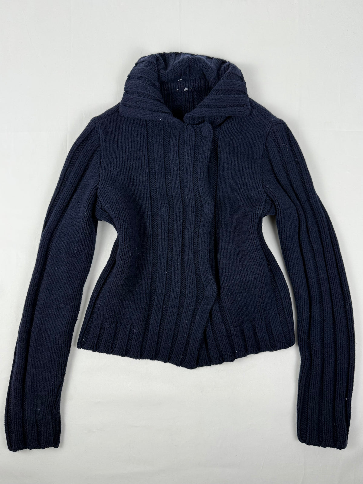 Navy ribbed cardigan (S)