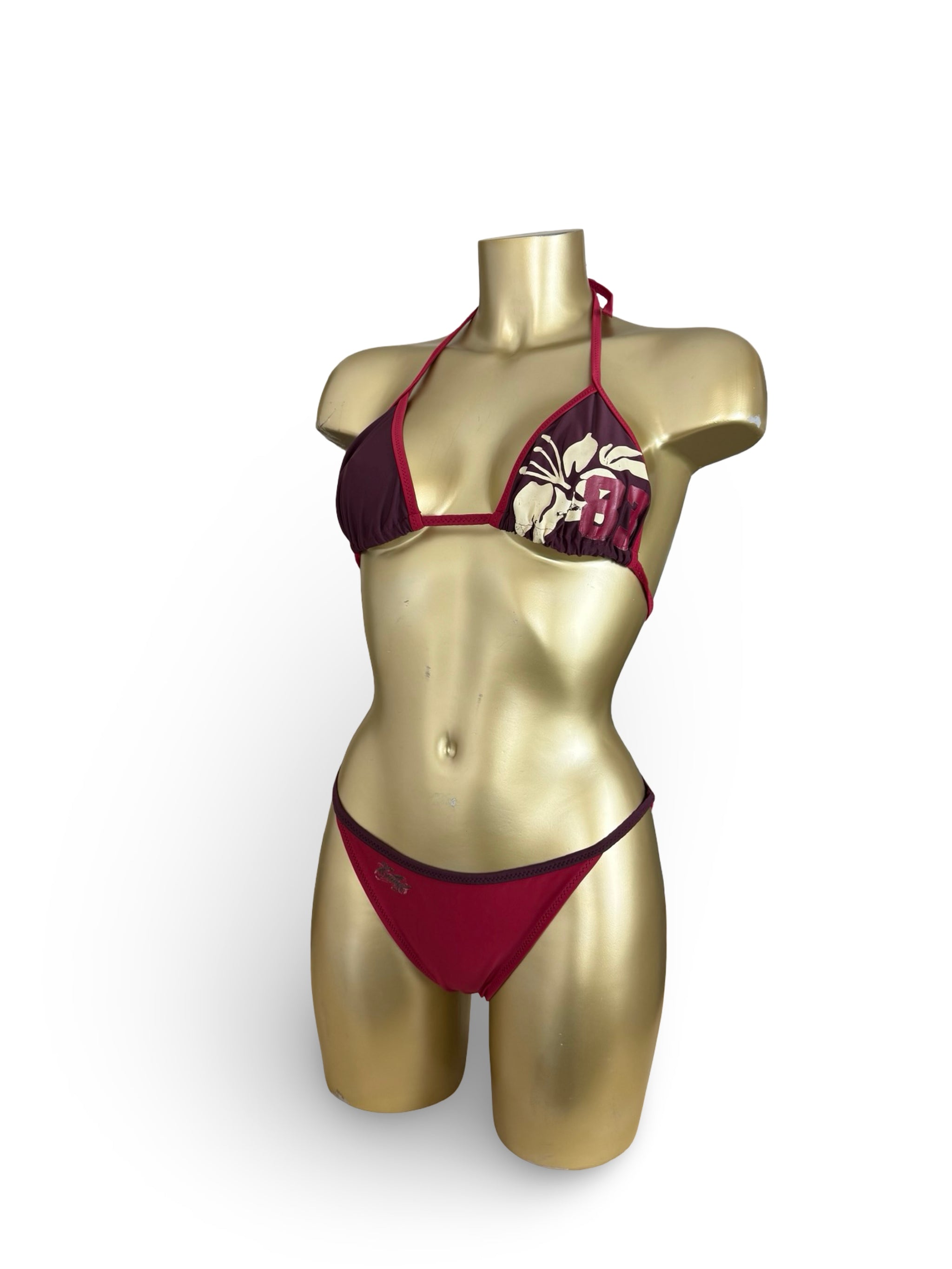 Burgundy floral low rise bikini set (M/L)